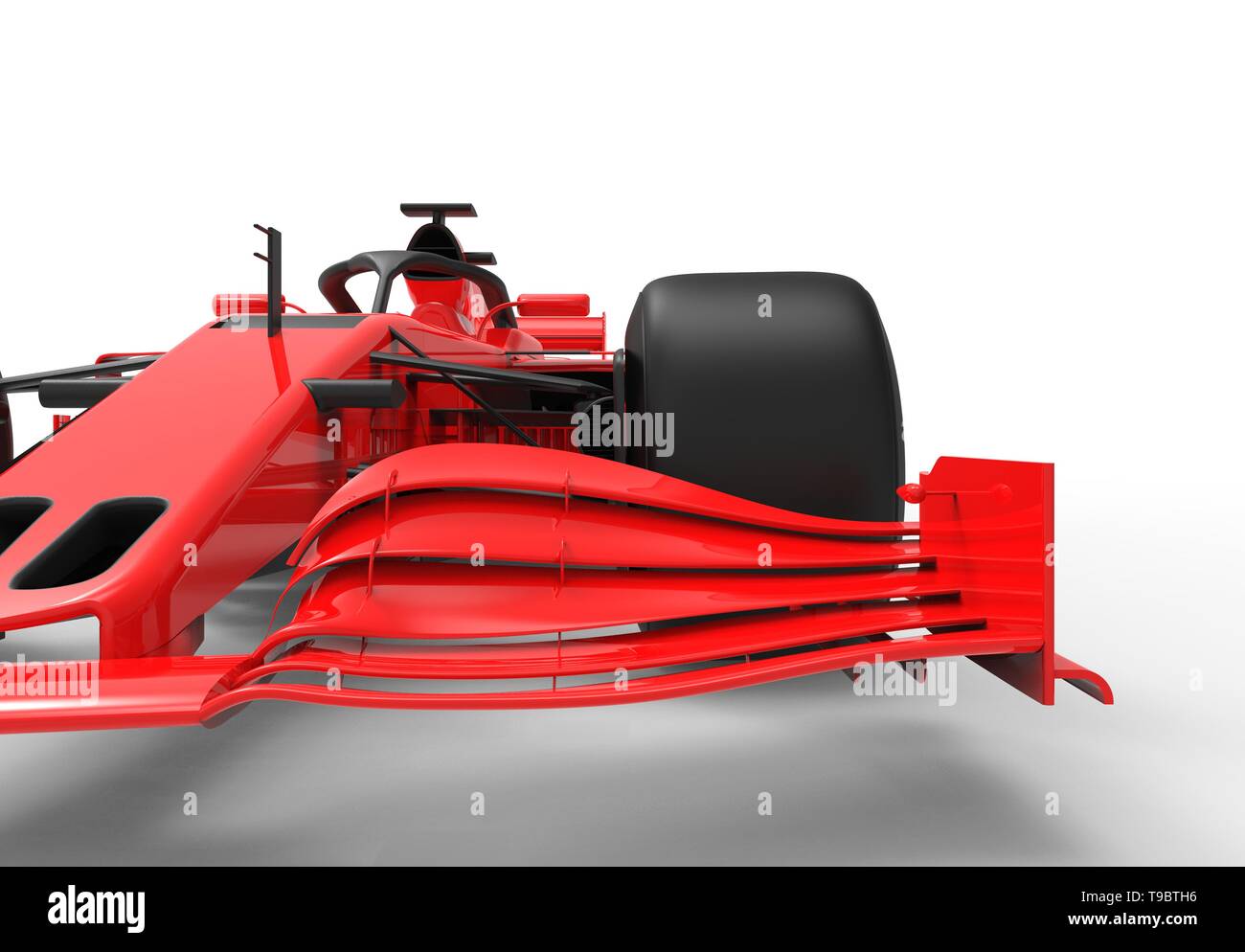 Chiudere dettagliate fino 3D rendering illustrazione di un moderno rosso sport race car Foto Stock