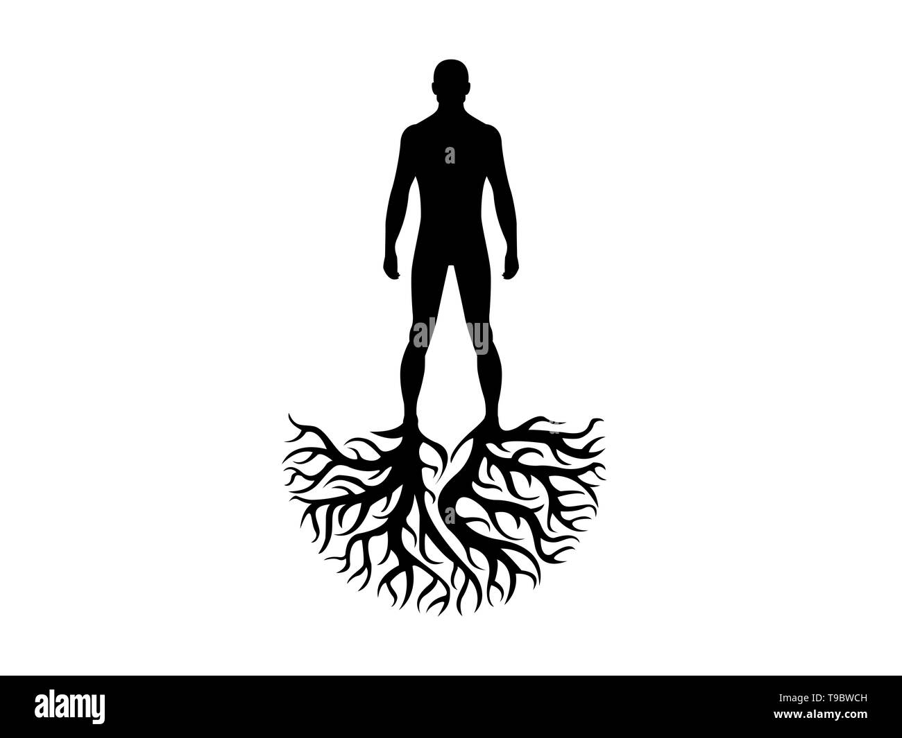 Persona radici personalità e illustrazione del patrimonio isolati su sfondo bianco Foto Stock