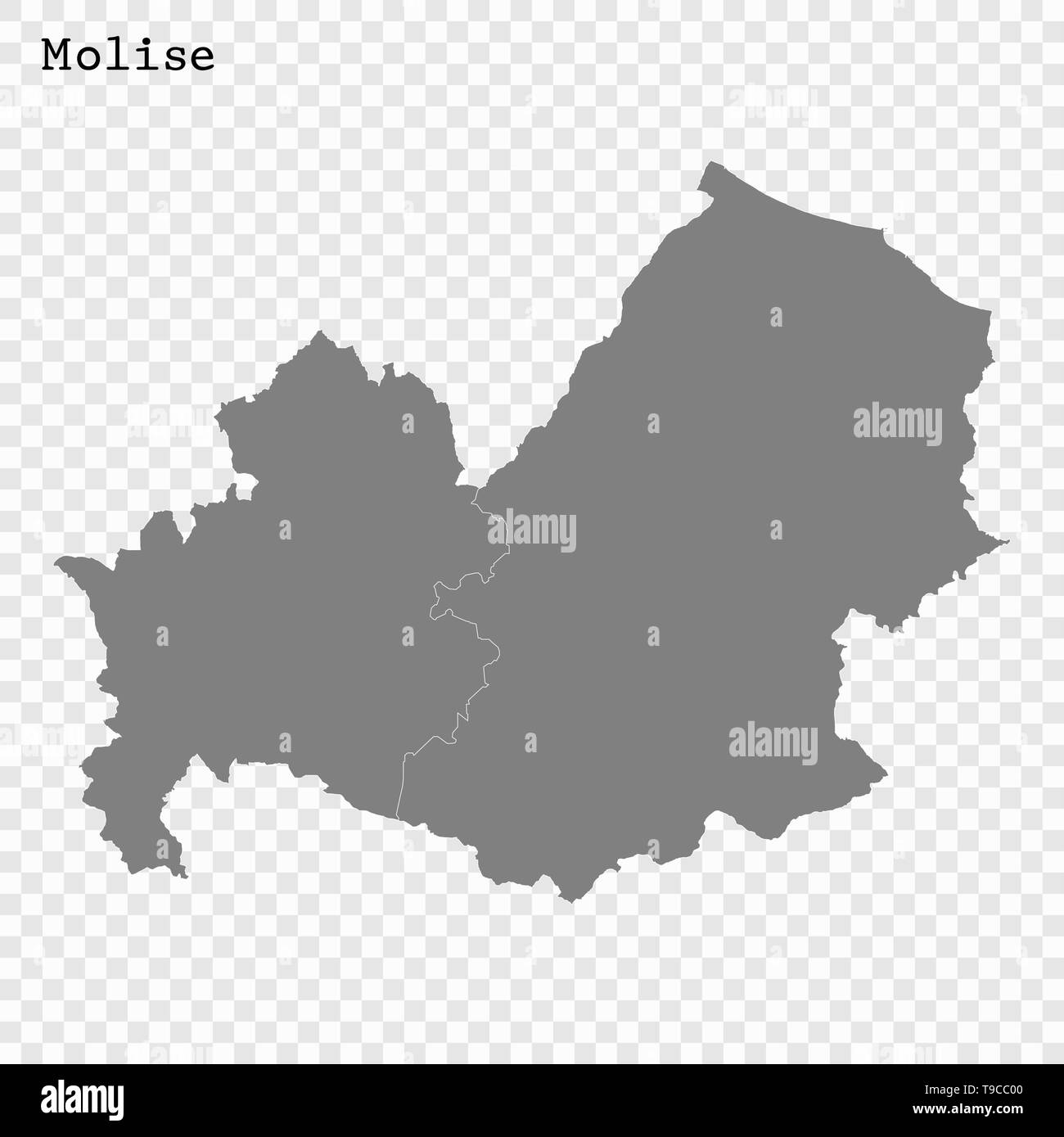 Alta Qualità Mappa del Molise è uno stato d'Italia, con i confini dei distretti Illustrazione Vettoriale
