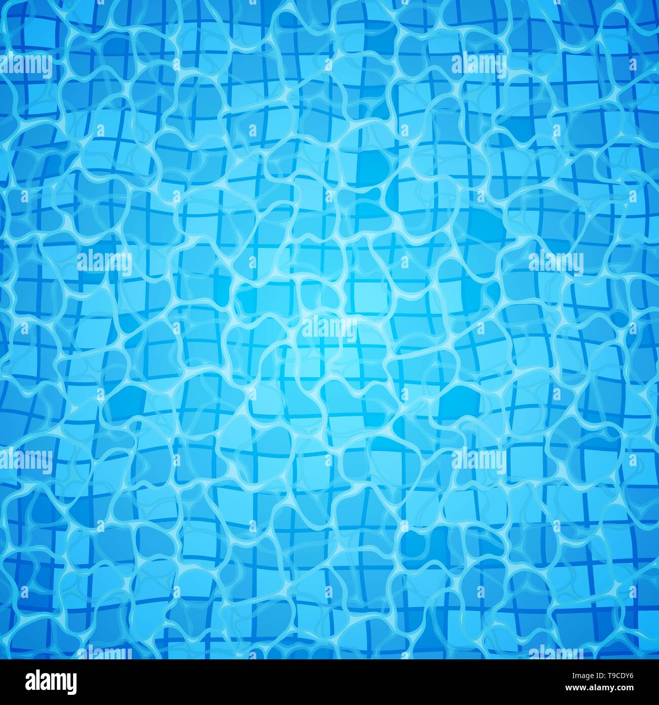 Piscina fondo sostanze caustiche ripple e flusso di onde con sfondo. Blu senza giunture increspature pattern. Illustrazione Vettoriale. Illustrazione Vettoriale