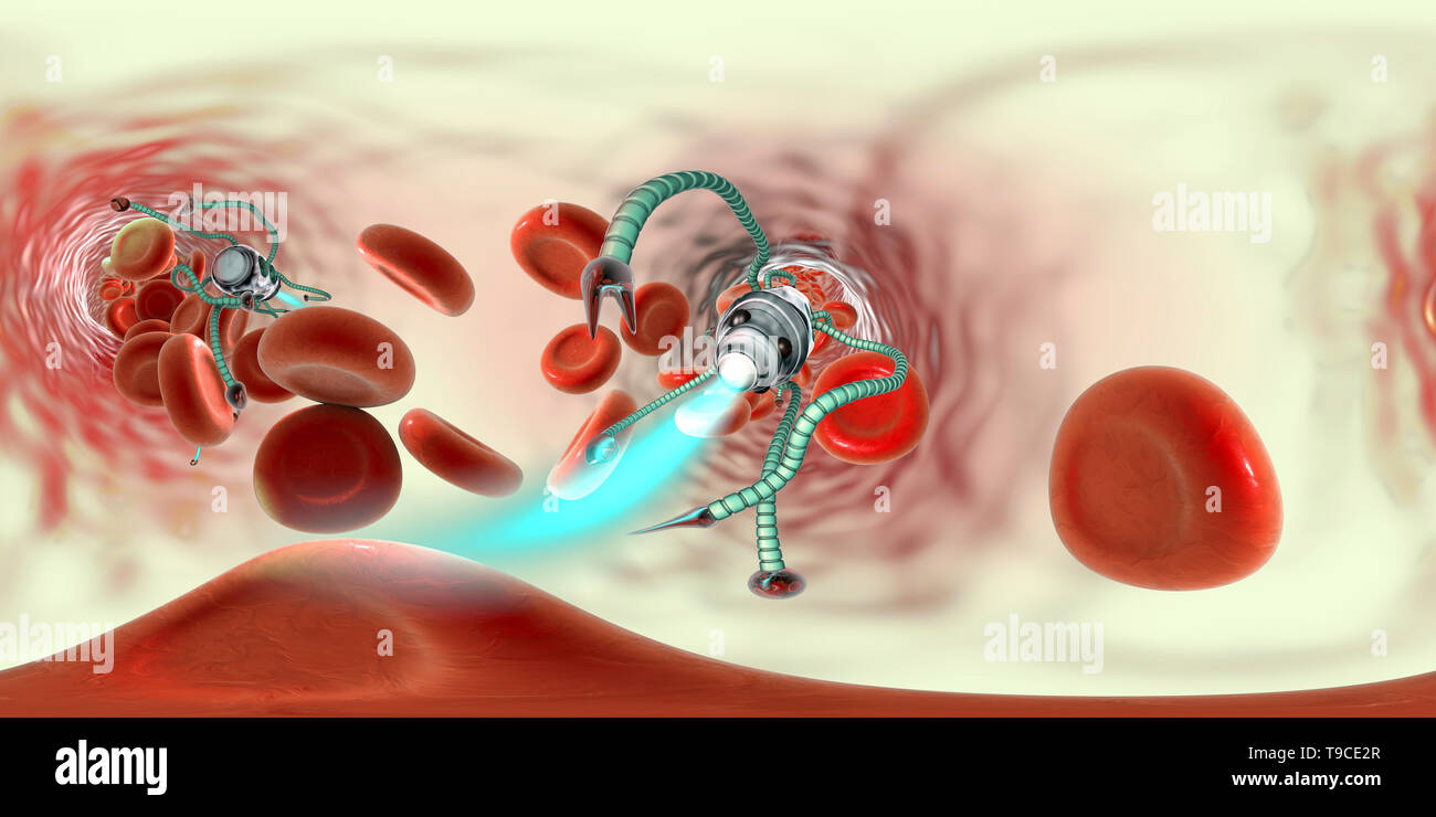 Medical nanorobot, illustrazione Foto Stock