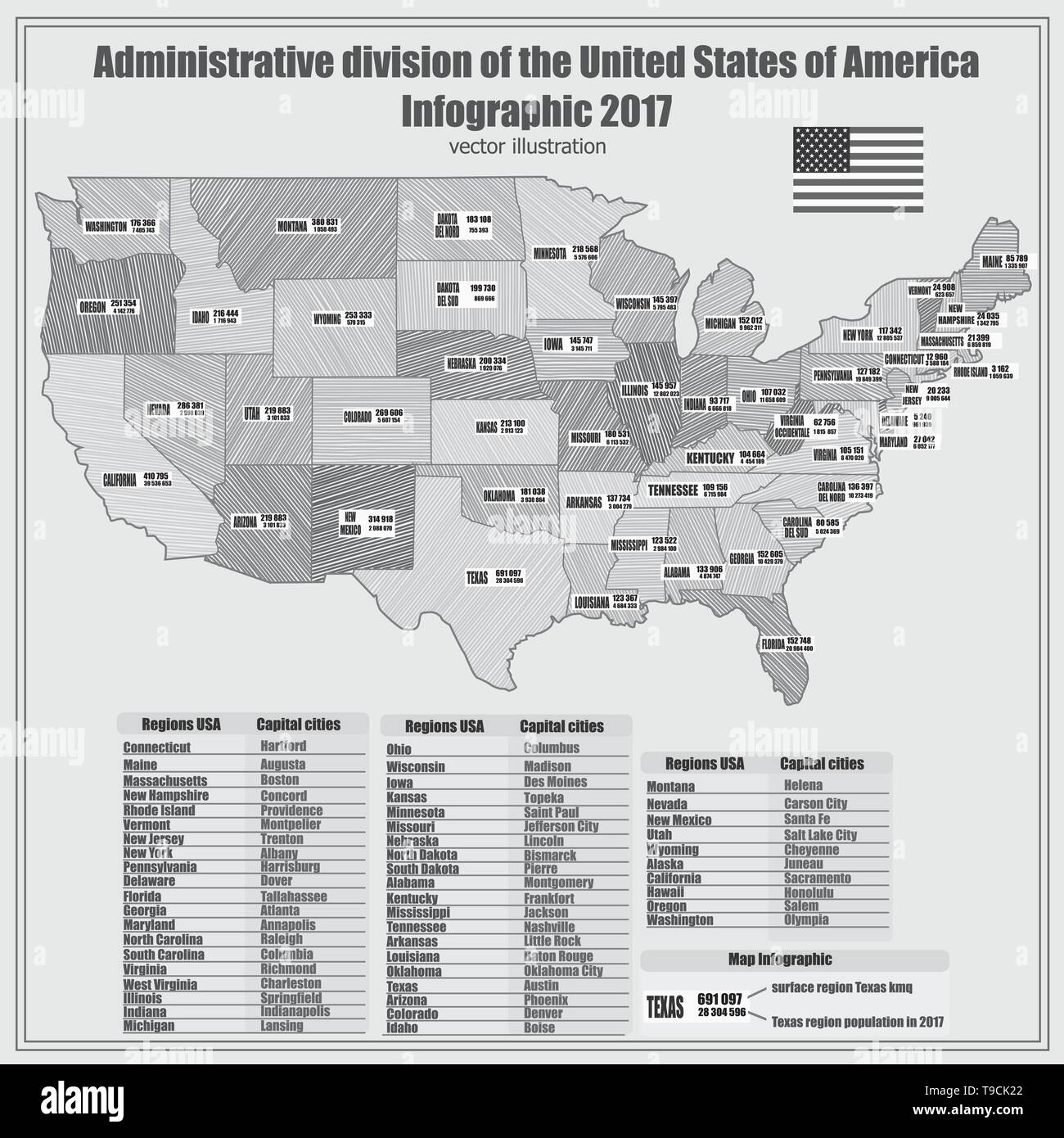 mappa infografica degli Stati Uniti