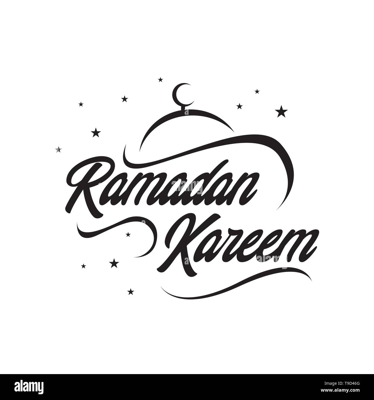 Il Ramadan KAREEM illustrazione vettoriale. Saluto islamico design moschea linea dome con pattern di arabo. Illustrazione Vettoriale