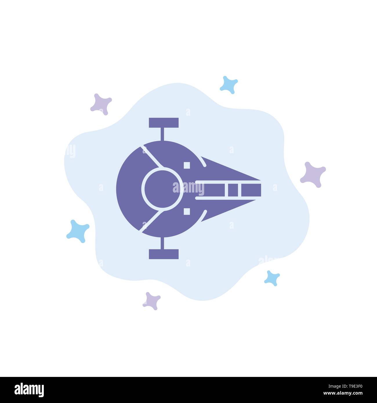 Cruiser, Fighter, Interceptor, nave spaziale icona blu su Abstract Sfondo nuvola Illustrazione Vettoriale