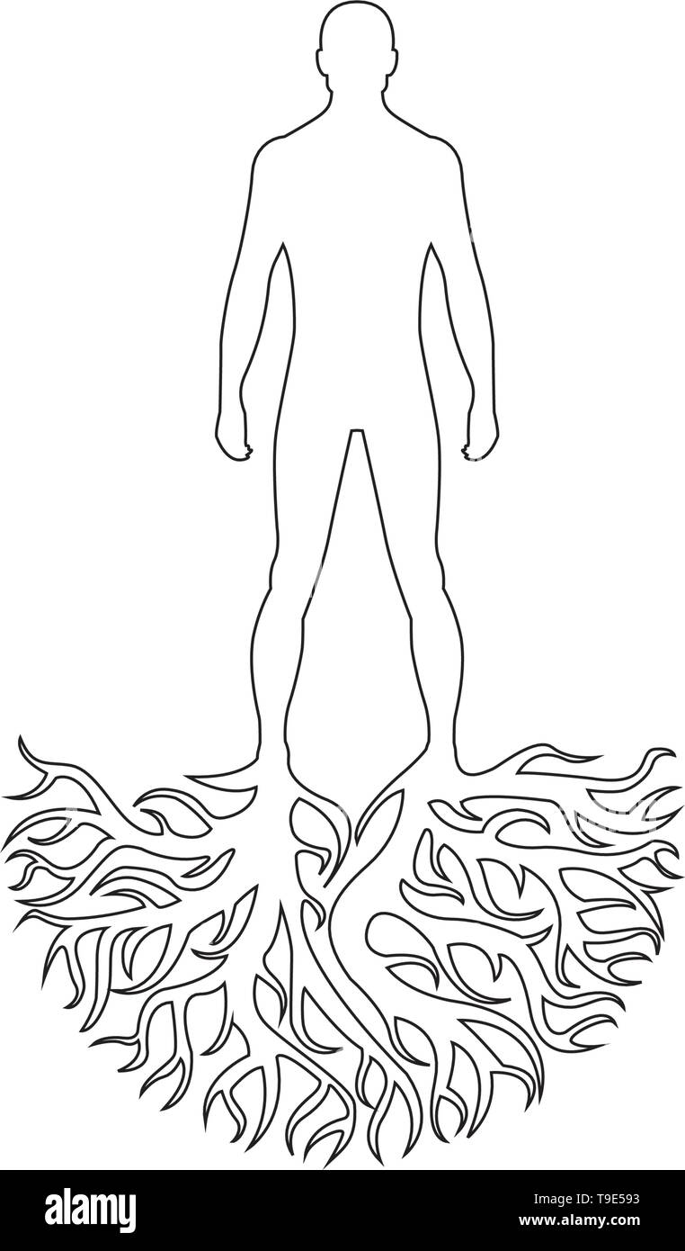 Persona silhouette radici vettore personalità isolato su sfondo bianco Illustrazione Vettoriale
