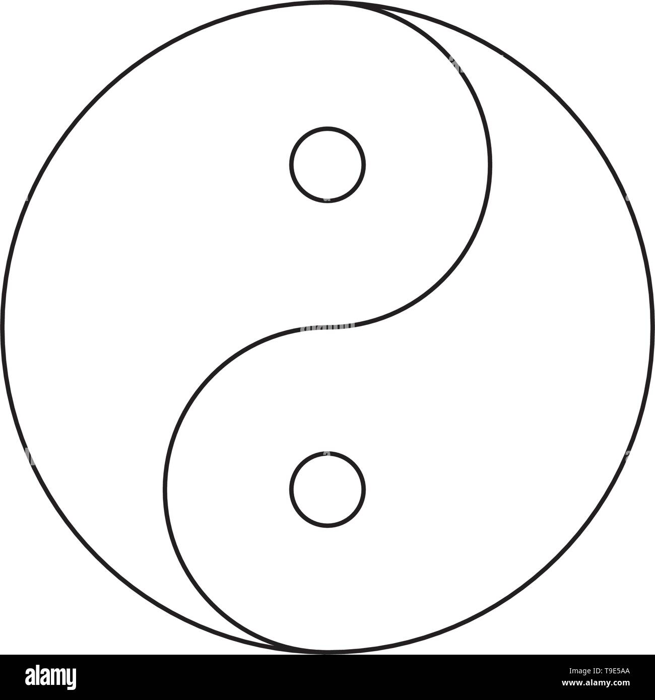 Yin Yang icona simbolo vettore isolato su sfondo bianco. Illustrazione Vettoriale