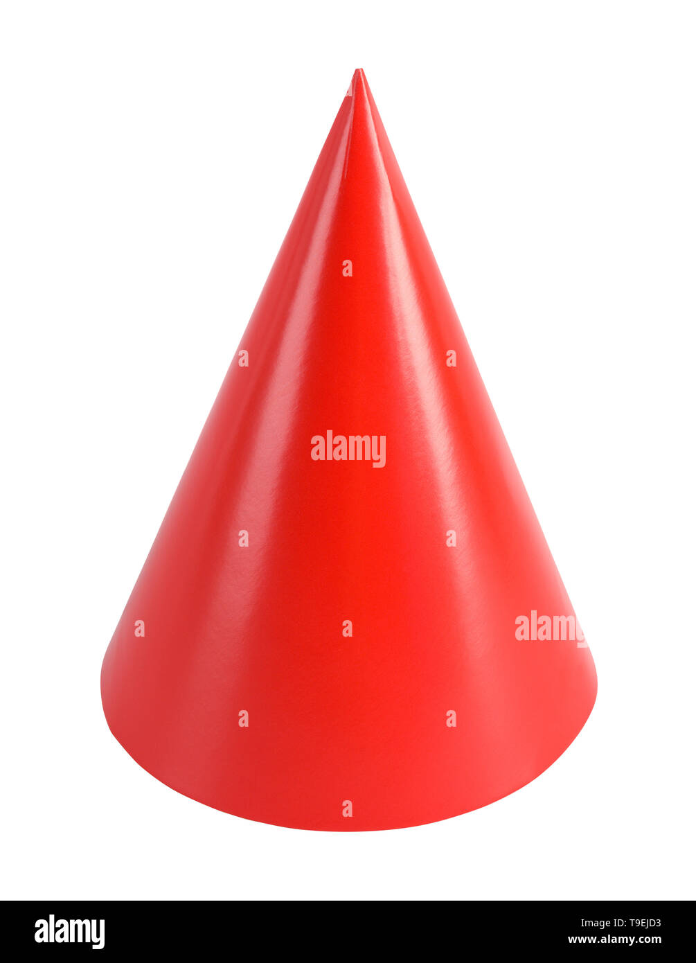 Red Festa di Compleanno Hat Ritagliata su bianco. Foto Stock