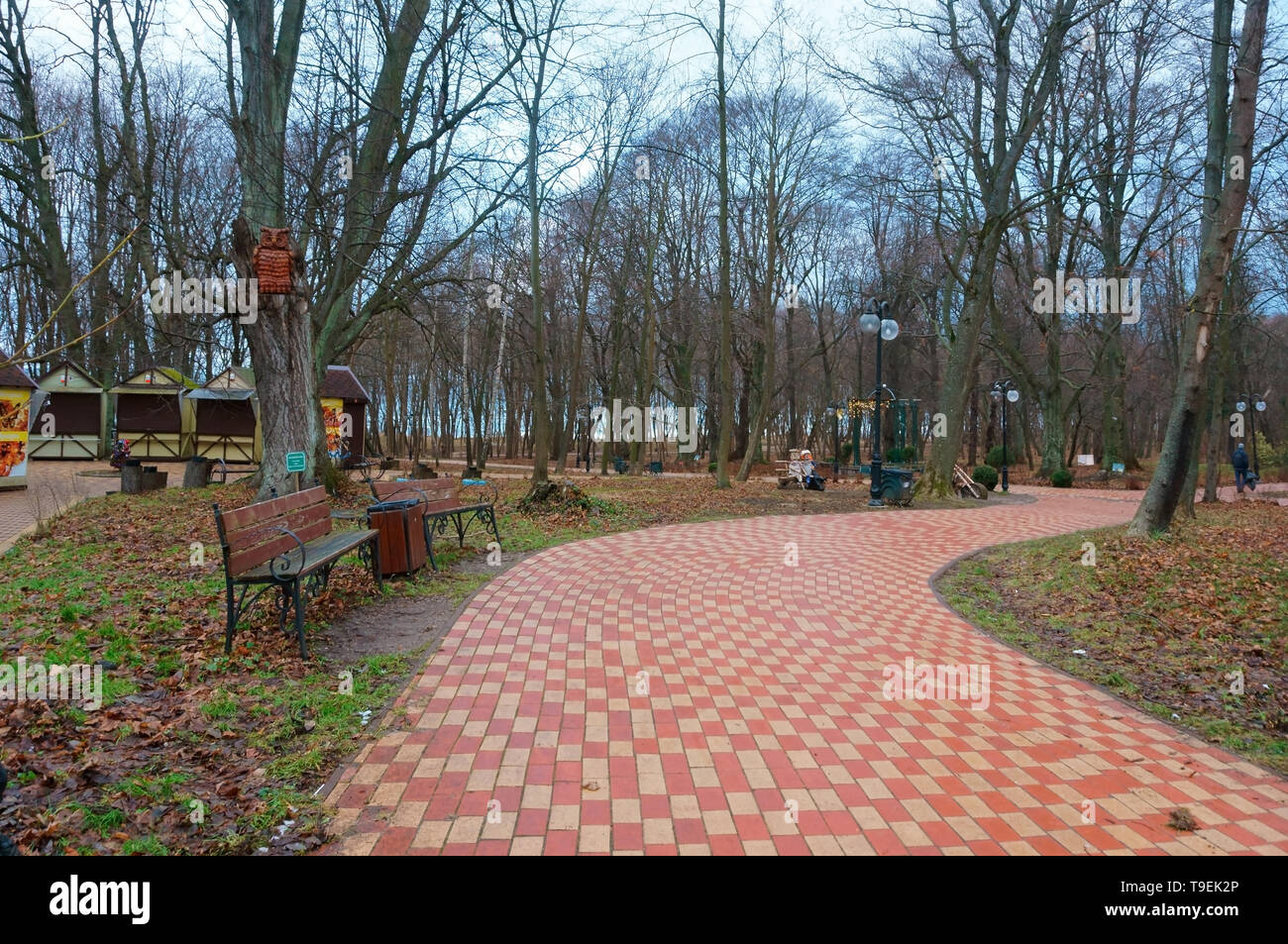 Park area ricreativa della città, Moritz Becker Park, Yantarny village, regione Kaliningradsky, Russia, 20 Gen 2019 Foto Stock