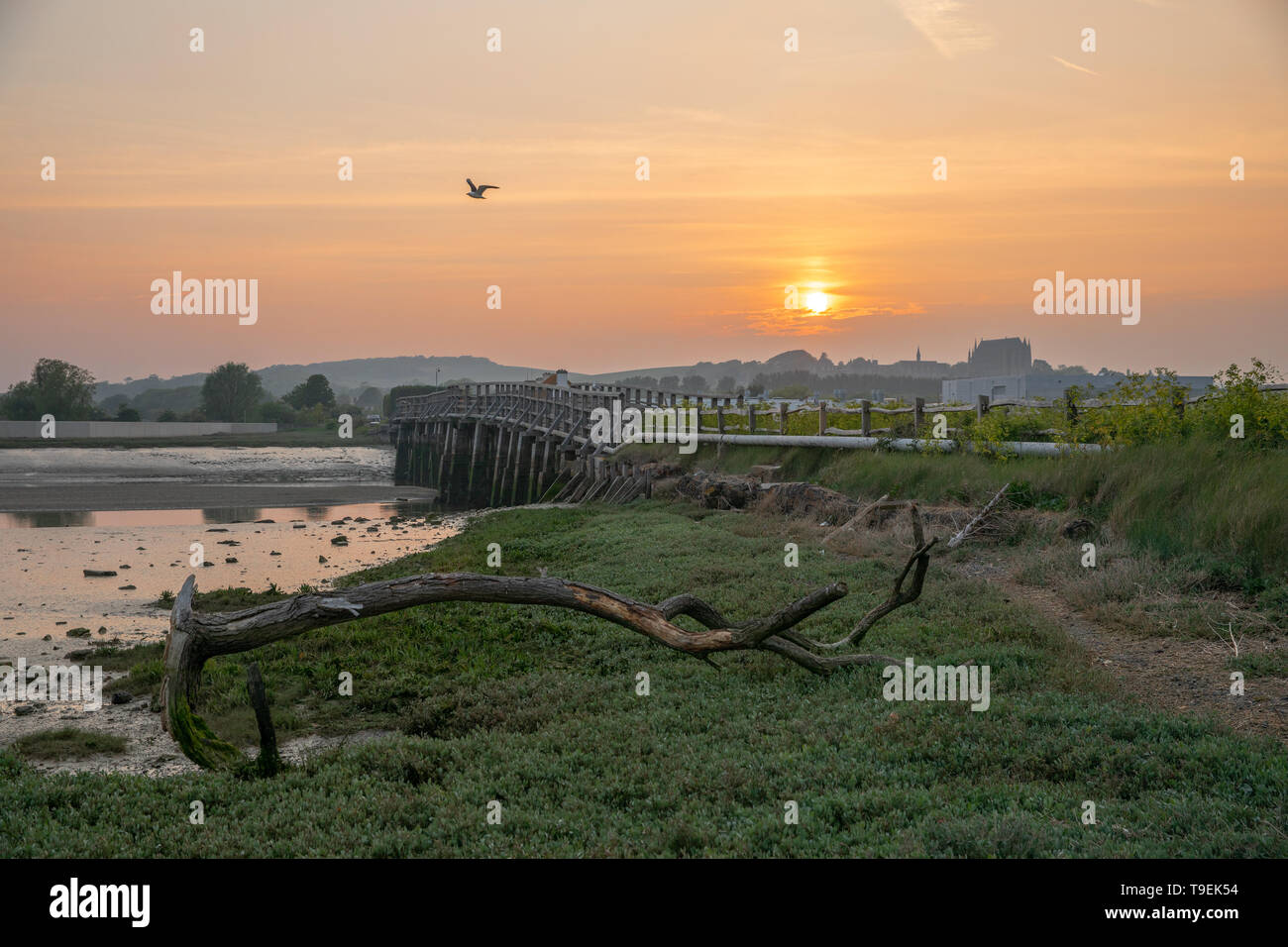 Shoreham-by-Sea, Sussex. 18 maggio 2019. Shoreham Old Toll Bridge al tramonto. Foto Stock