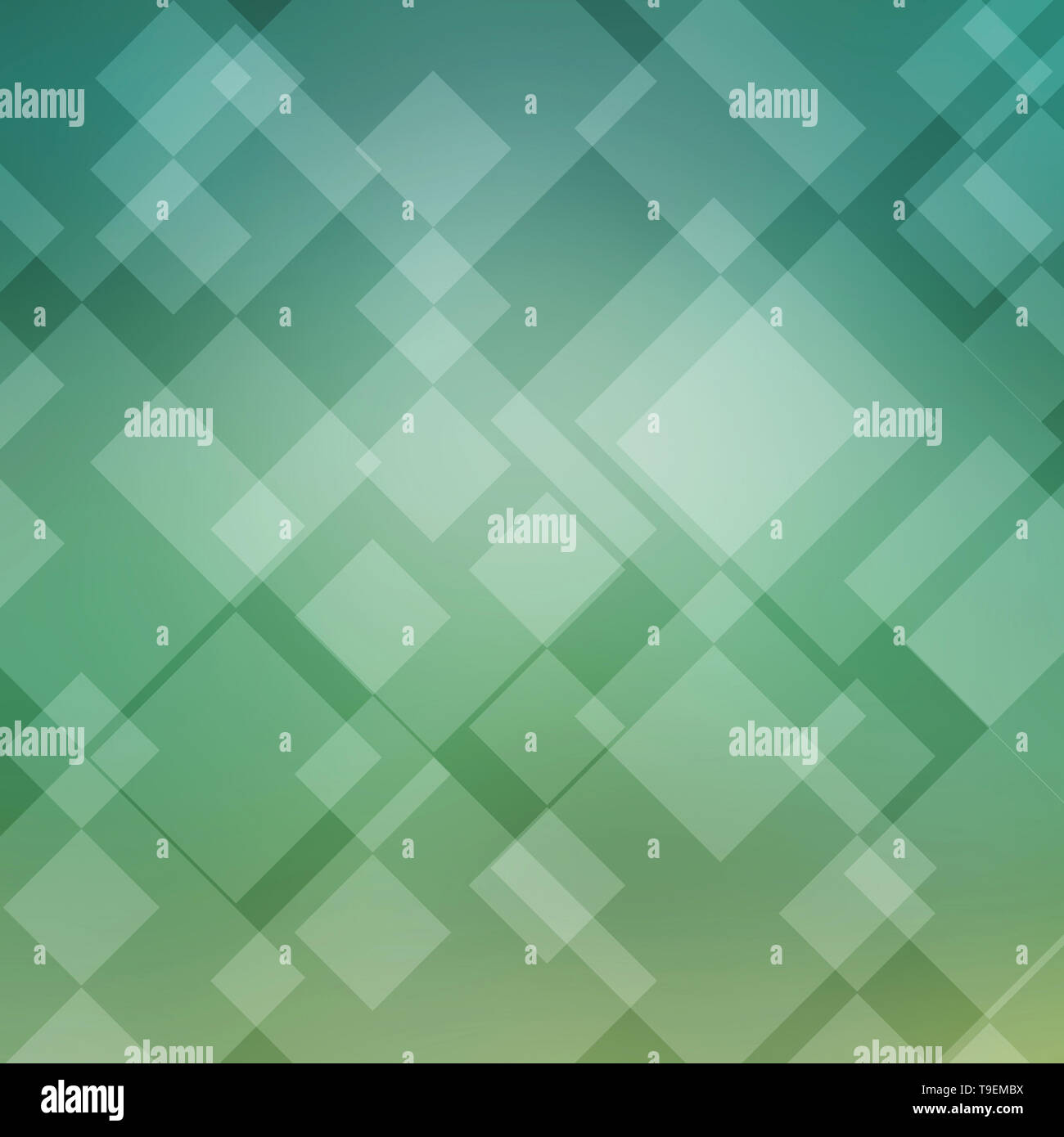 Soft rettangolo trasparente e forma quadrata strati in sfondo verde design. Layout artistici con geometrica dei blocchi di diamante in astratto blu verde ba Foto Stock