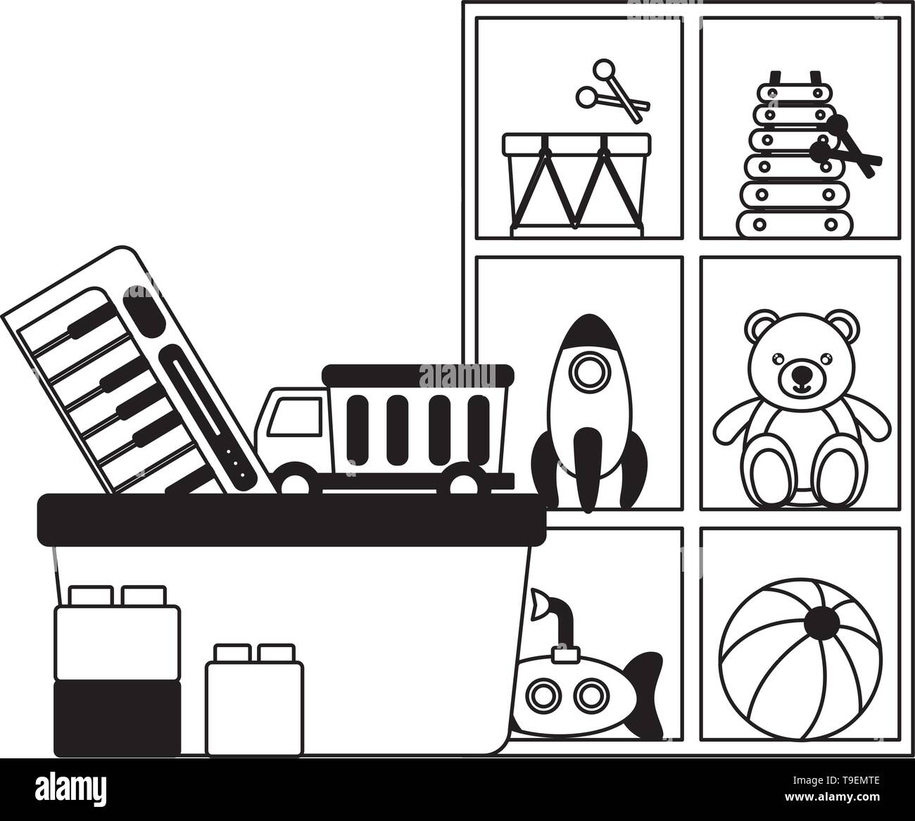 Giocattoli per bambini design Illustrazione Vettoriale