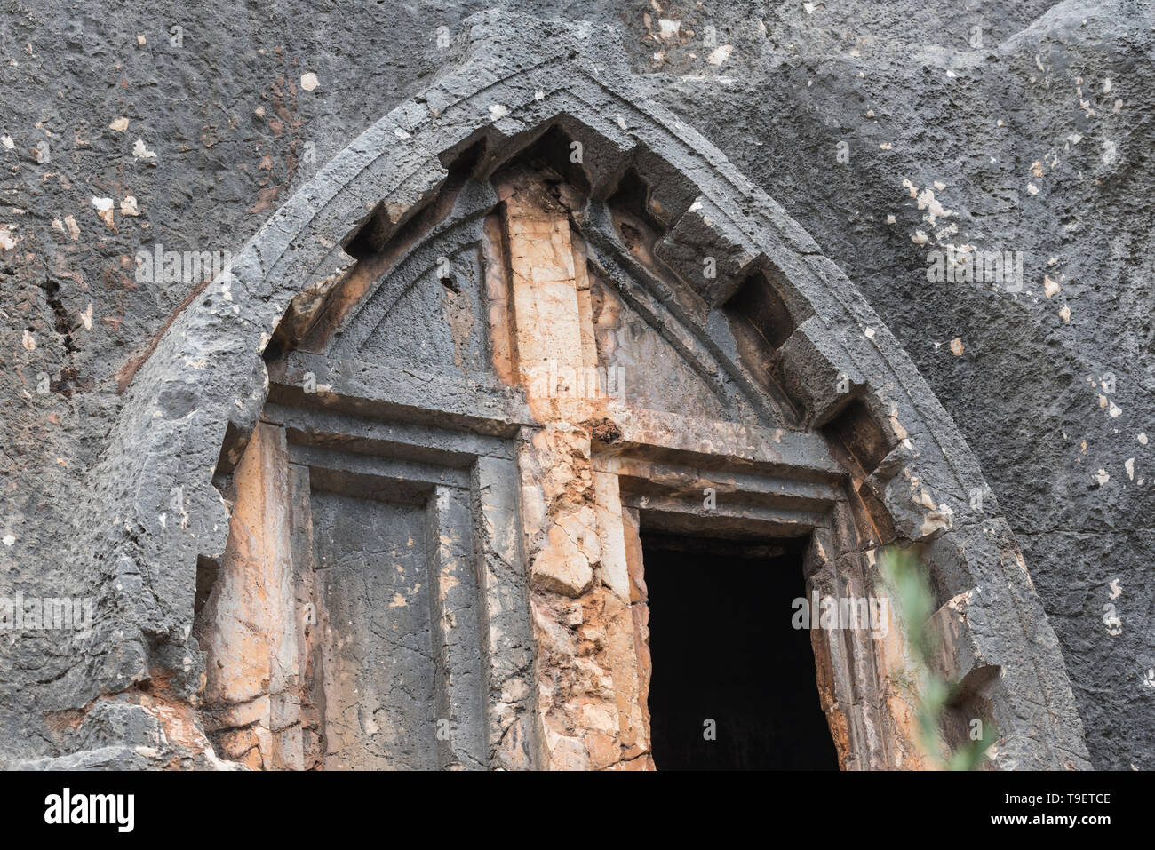 Lycian tombe scavate nella roccia a Kas, Turchia Foto Stock