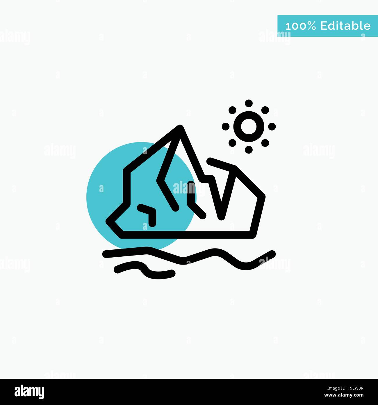 Ecologia, Ambiente, ghiaccio iceberg, fusione turchese evidenziare punto cerchio icona Vettore Illustrazione Vettoriale