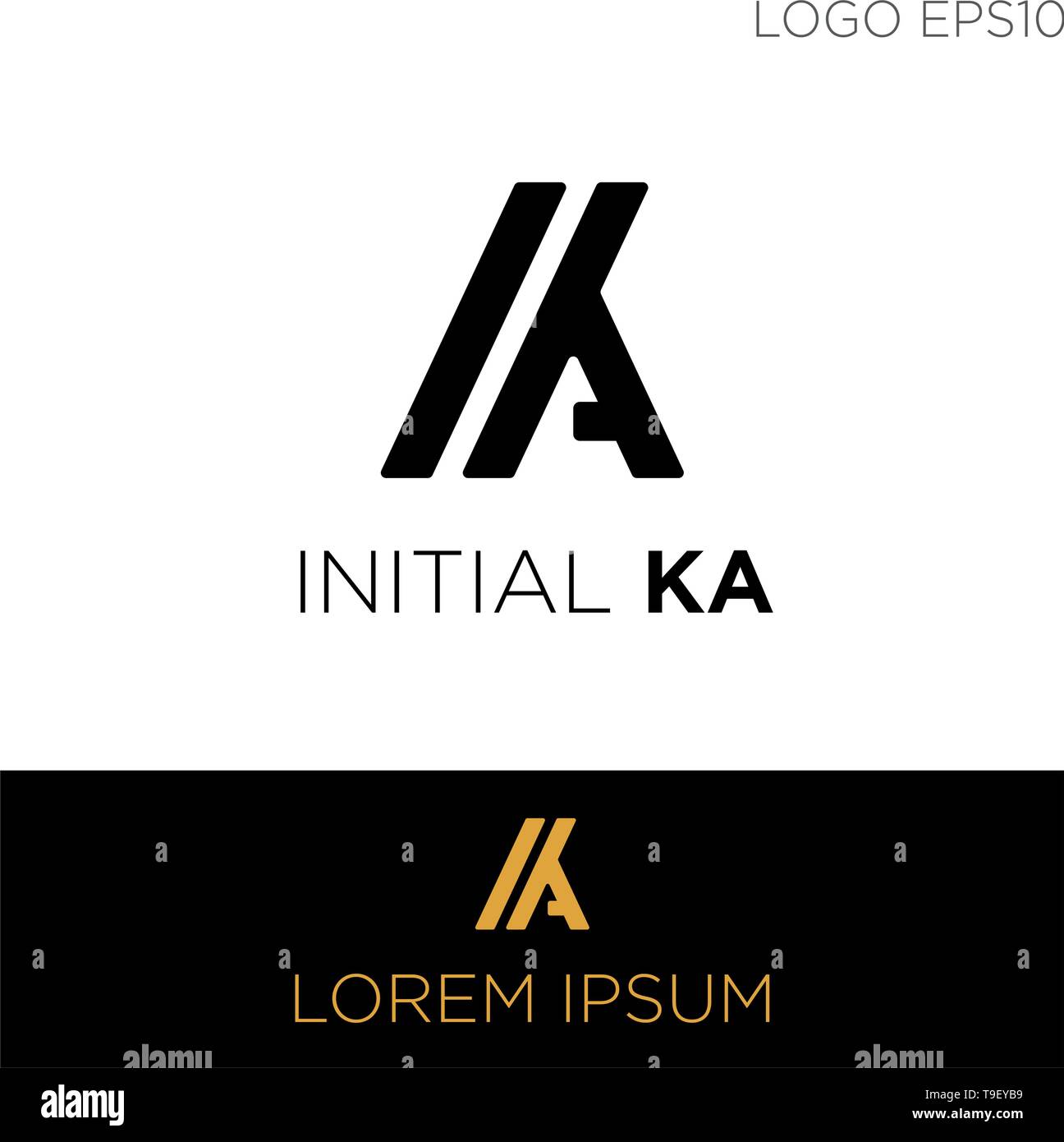 Monogramma ka iniziale, ak,,k modello logo colore nero illustrazione vettoriale - vector Illustrazione Vettoriale