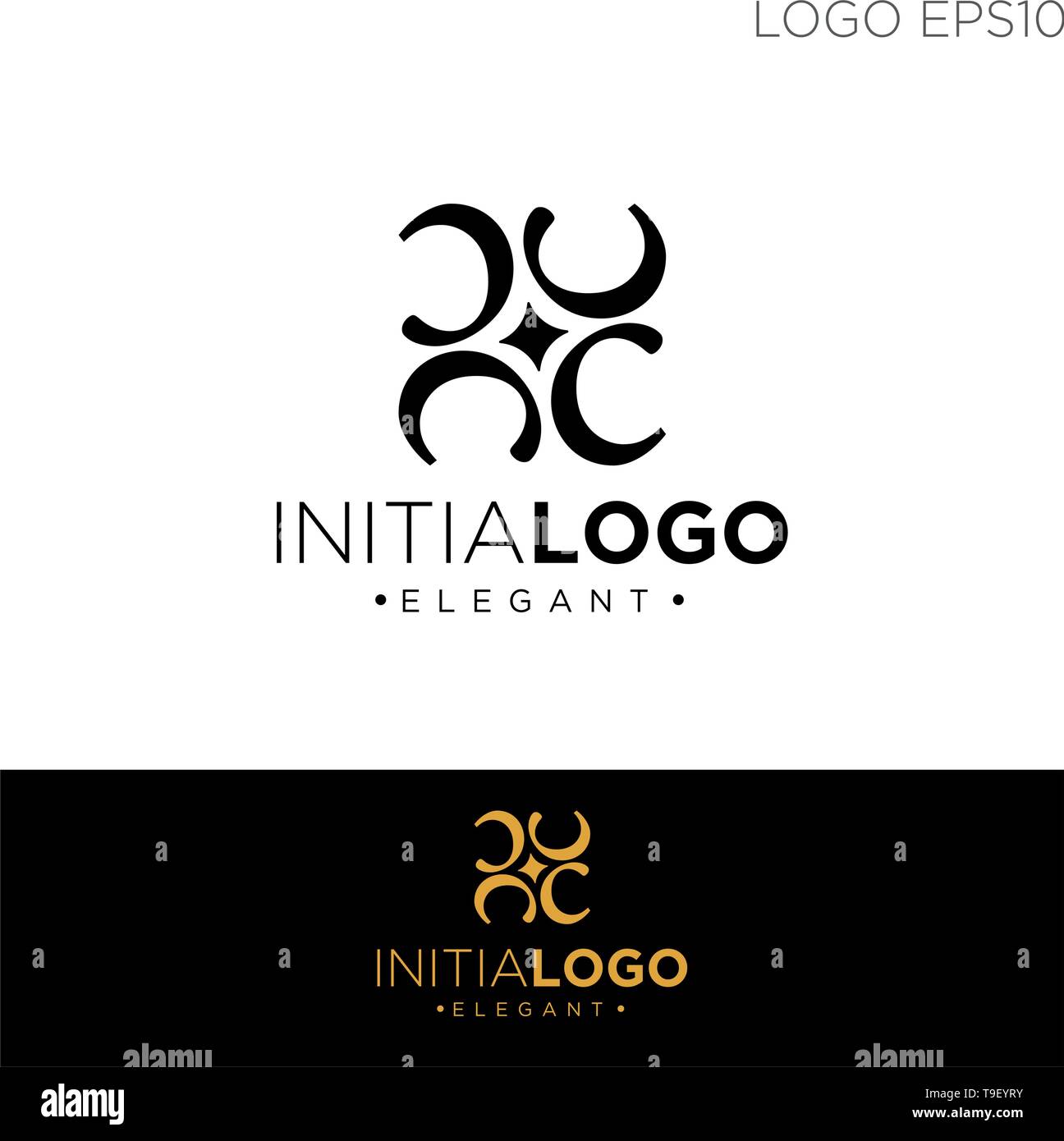 Monogramma c iniziale, cc c modello logo colore nero illustrazione vettoriale - vector Illustrazione Vettoriale