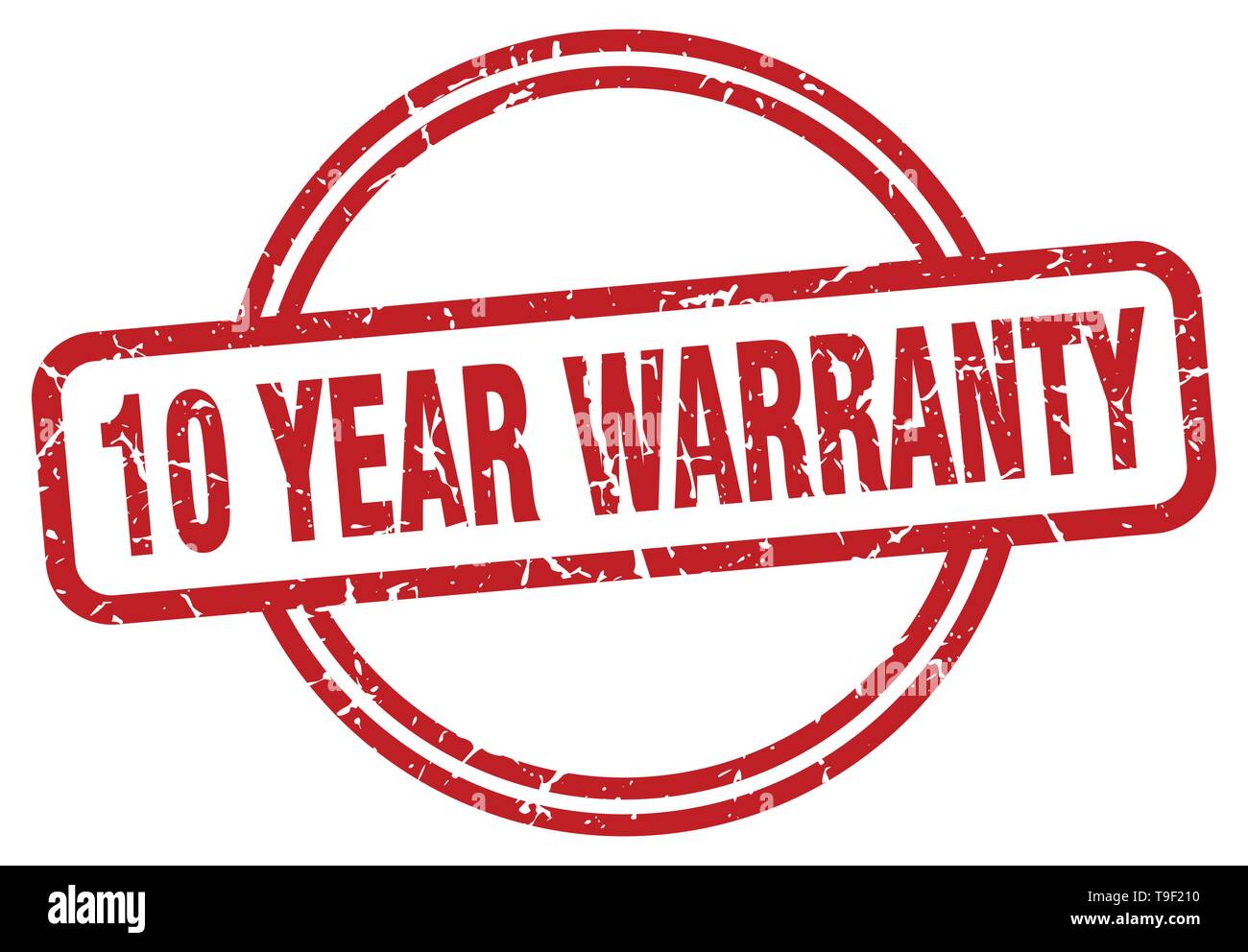Dieci anni di garanzia round vintage grunge timbro Illustrazione Vettoriale