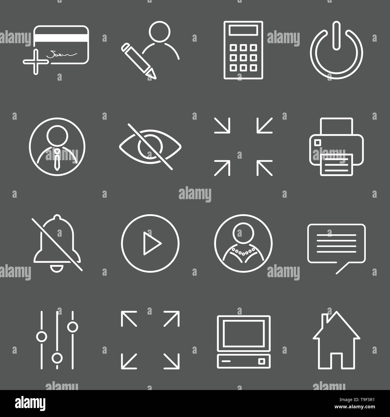 Insieme vettoriale di 16 icone di qualità lineare relative alla gestione e ai processi aziendali. Pittogrammi mono-linea di base ed elementi di progettazione infografica per Illustrazione Vettoriale