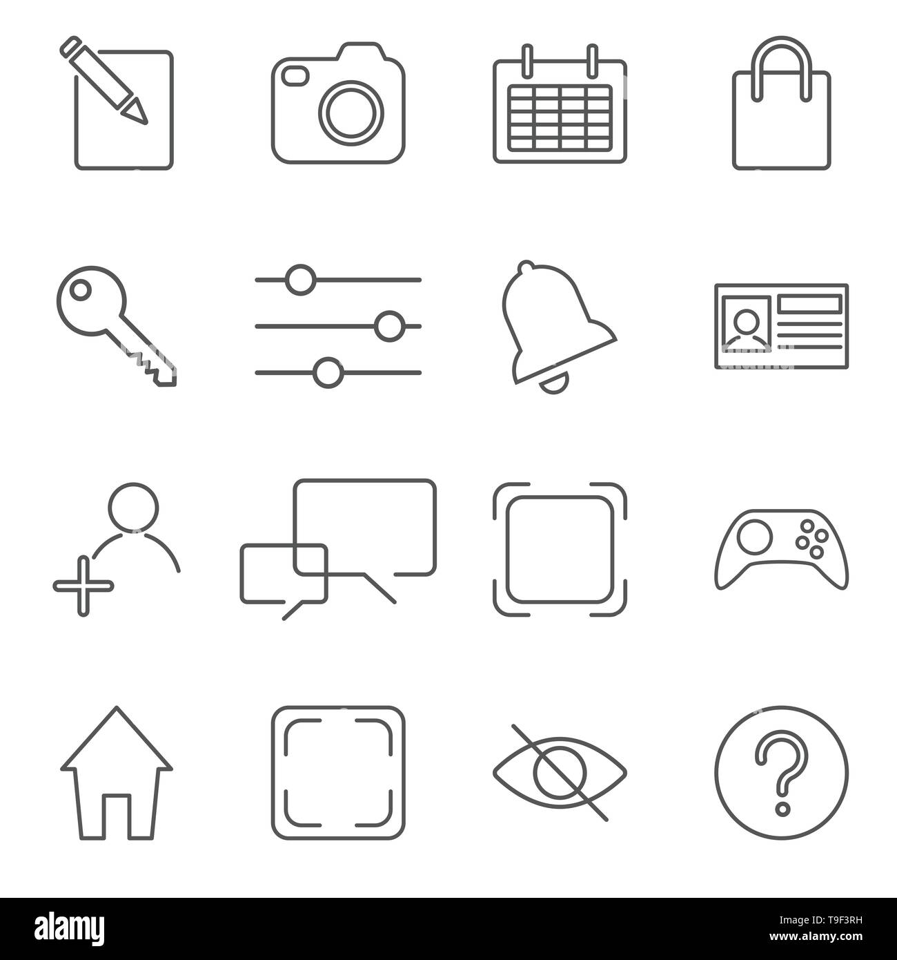 Illustrazione vettoriale dell'icona delle app impostata su texture di lino Illustrazione Vettoriale