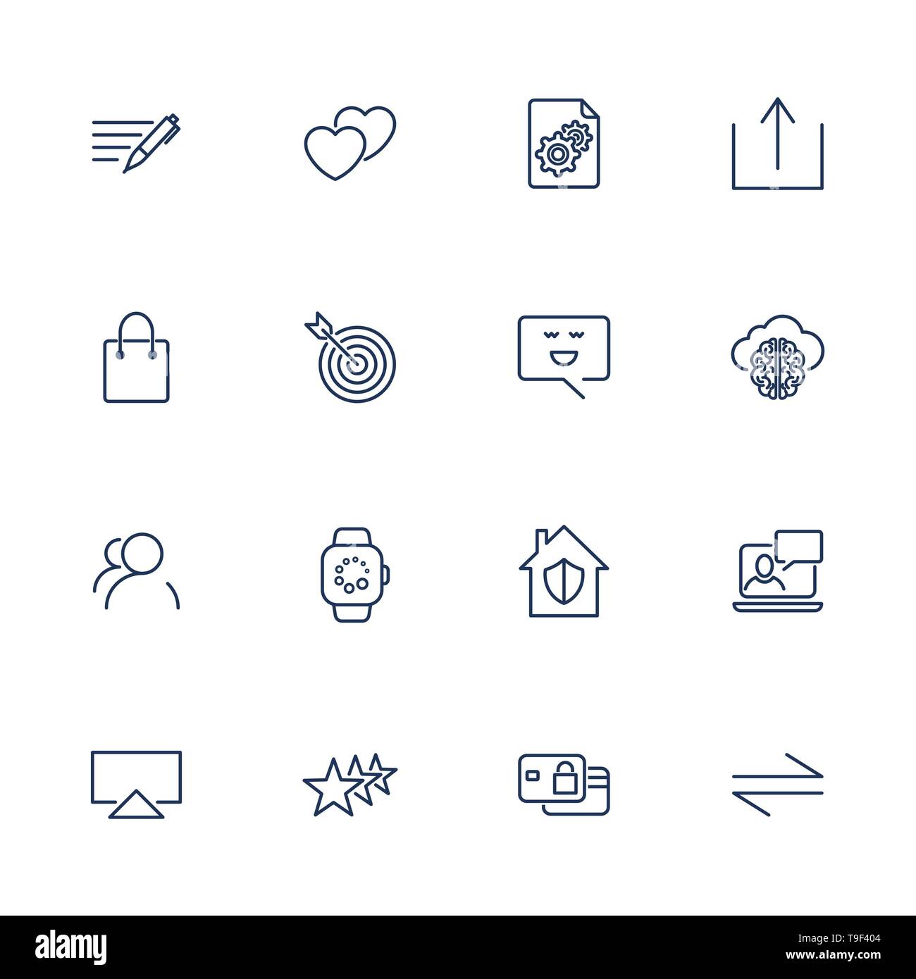 Set di 16 icone vettoriali per il software, applicazioni o siti web - social media e tecnologia Illustrazione Vettoriale