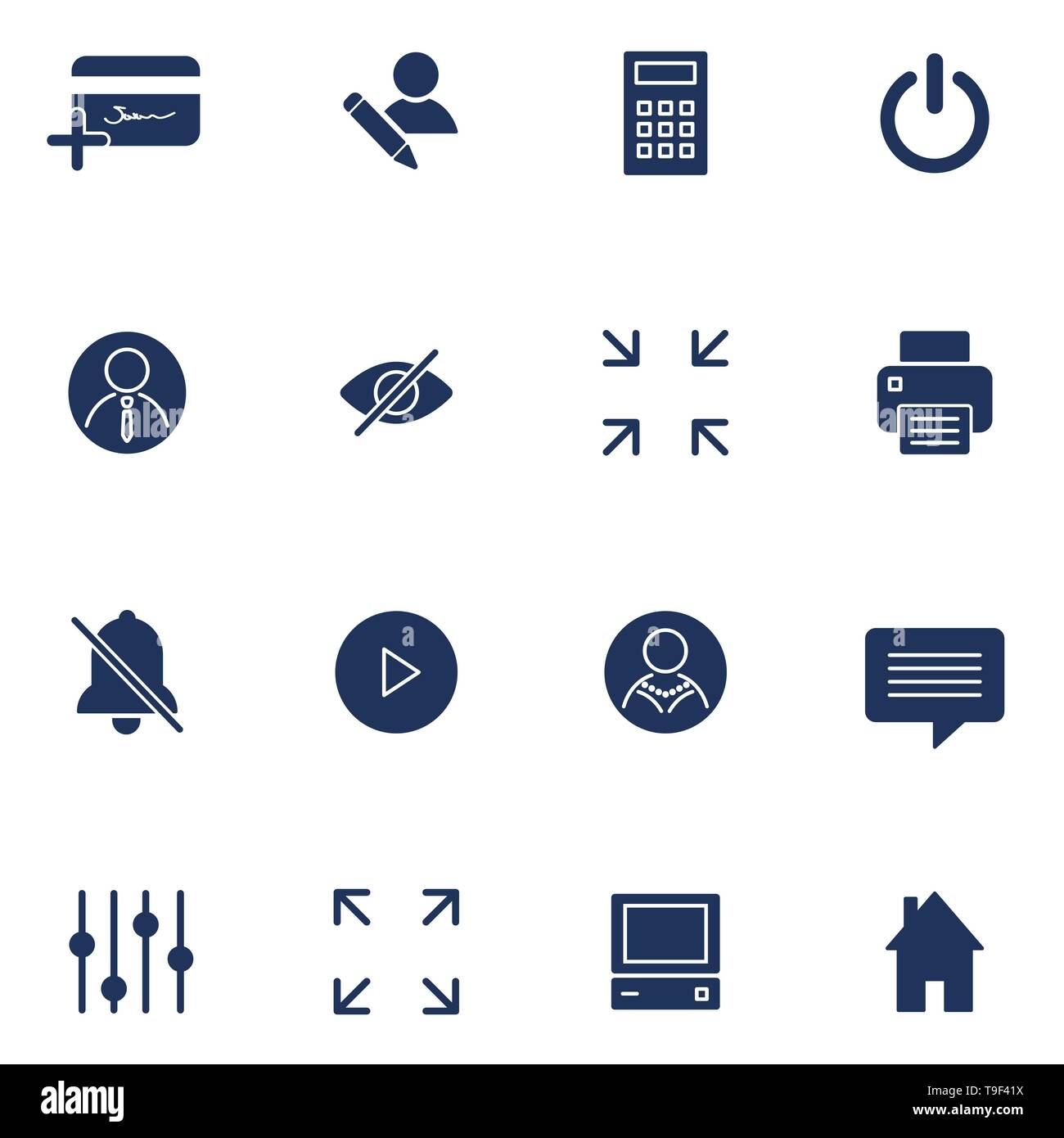 Appartamento moderno vettore icone di raccolta. Elementi di interfaccia, business e articoli per ufficio. Isolato su sfondo bianco. Illustrazione Vettoriale