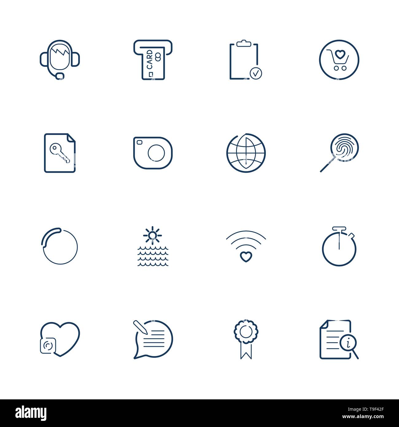 Semplici web diverse icone. Impostare le icone per app, programmi, siti Illustrazione Vettoriale