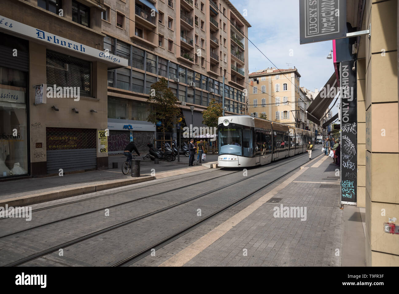 Marsiglia, Tram 2017-09-25 °3 Roma Davso Foto Stock