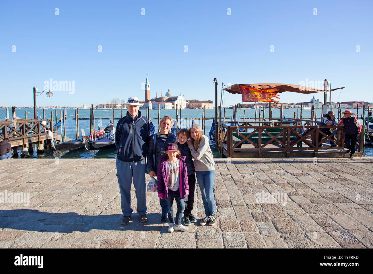 Famiglia a Venezia, Italia Foto Stock