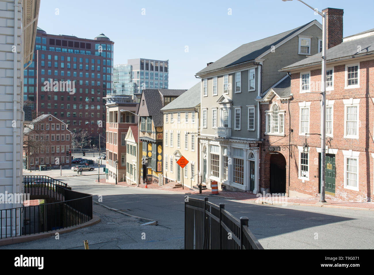 Street View di Thomas Street a Providence, Rhode Island, STATI UNITI D'AMERICA Foto Stock