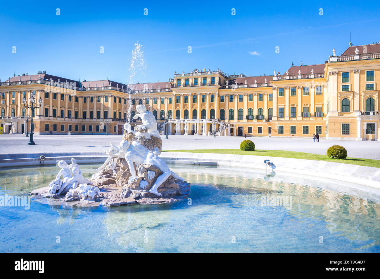 Vista del Palazzo Schoenbrunn, Vienna, Austria Foto Stock