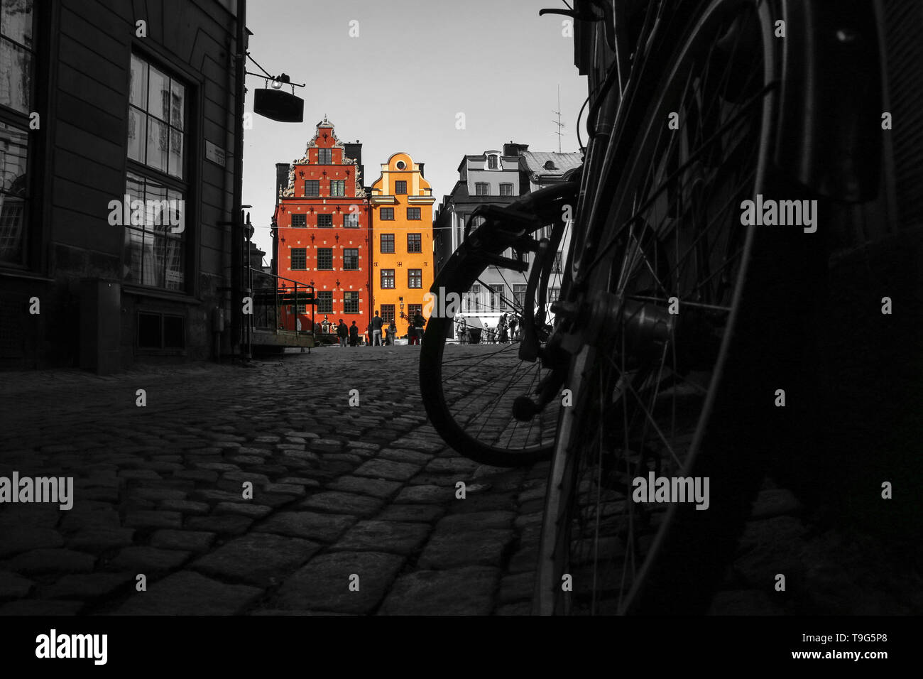Il famoso case colorate a Stoccolma a Stortorget square a Gamla Stan, il centro storico. Foto Stock
