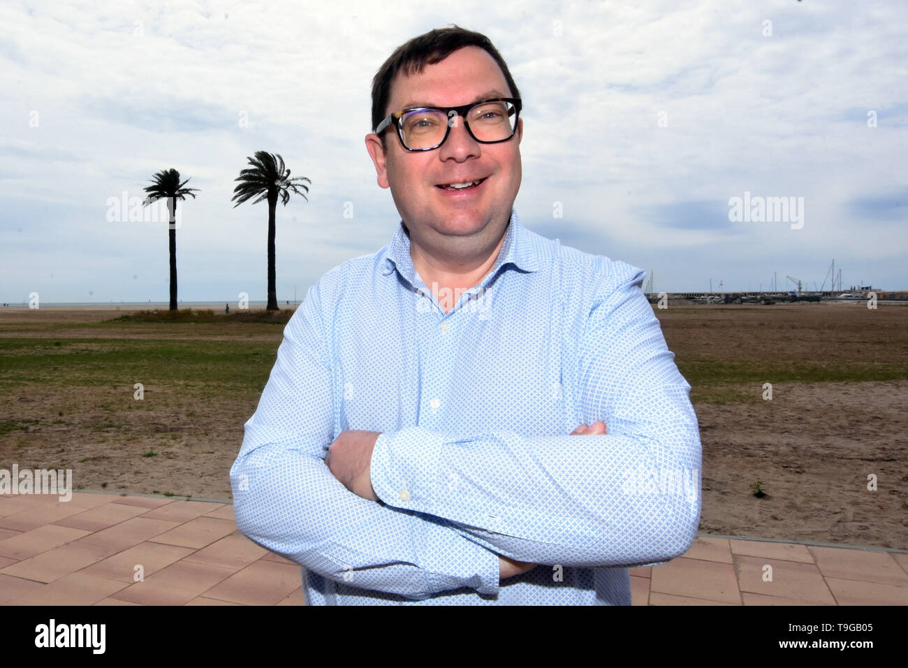 Joan Maria Diu, candidato dal gruppo politico "Convergents' per il sindaco di El Vendrell Tarragona, Spagna. Foto Stock