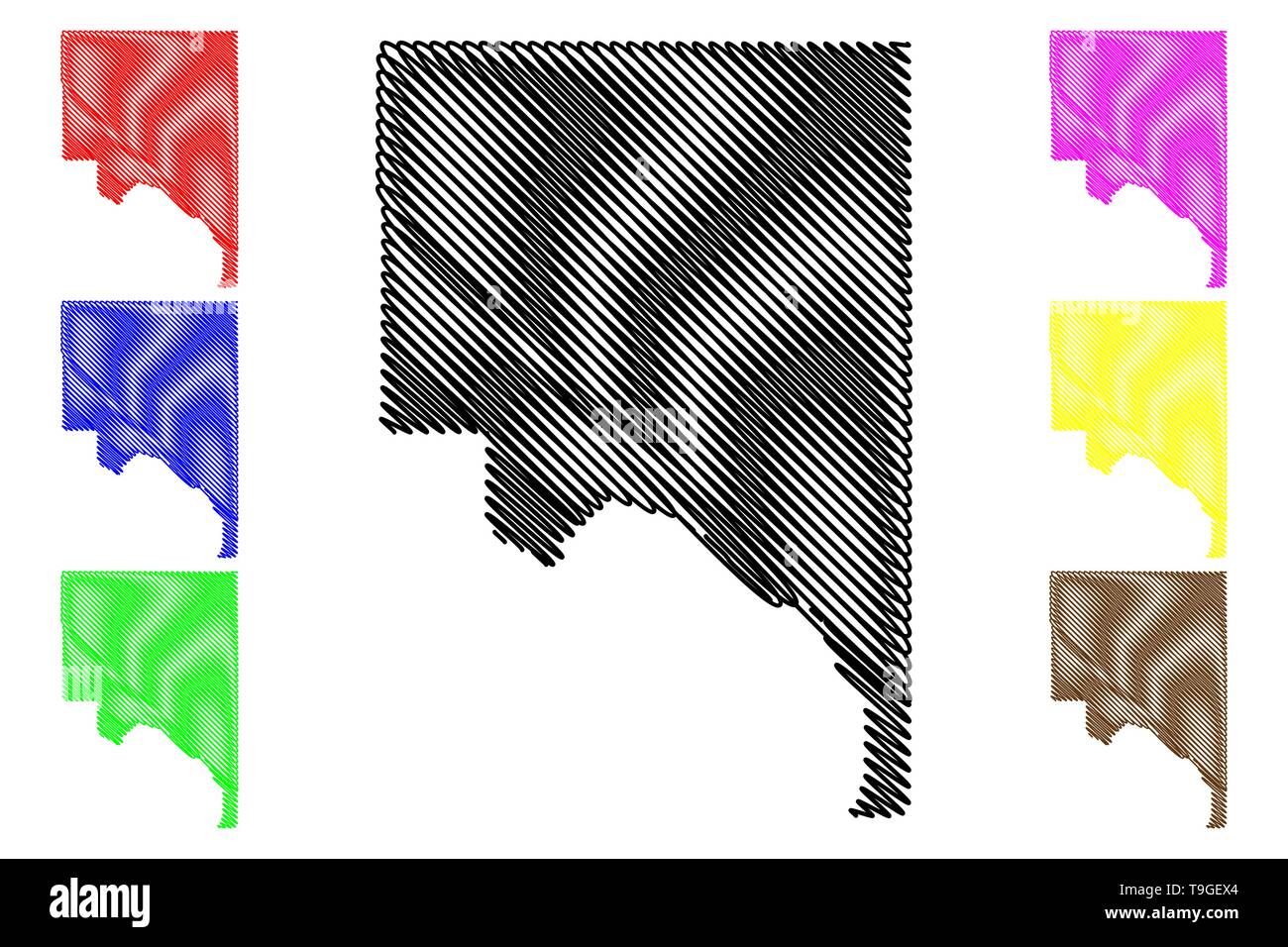 Lassen County, California (contee della California, Stati Uniti d'America,USA, Stati Uniti, US) mappa illustrazione vettoriale, scribble sketch mappa Lassen Illustrazione Vettoriale