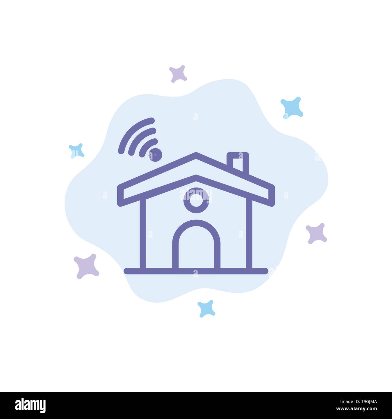 Wifi, servizio, segnale, Casa icona blu su Abstract Sfondo nuvola Illustrazione Vettoriale