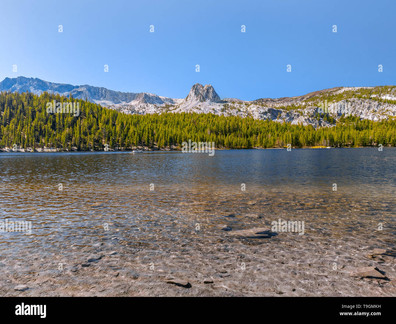 Vista panoramica di un lago di montagna in California Foto Stock