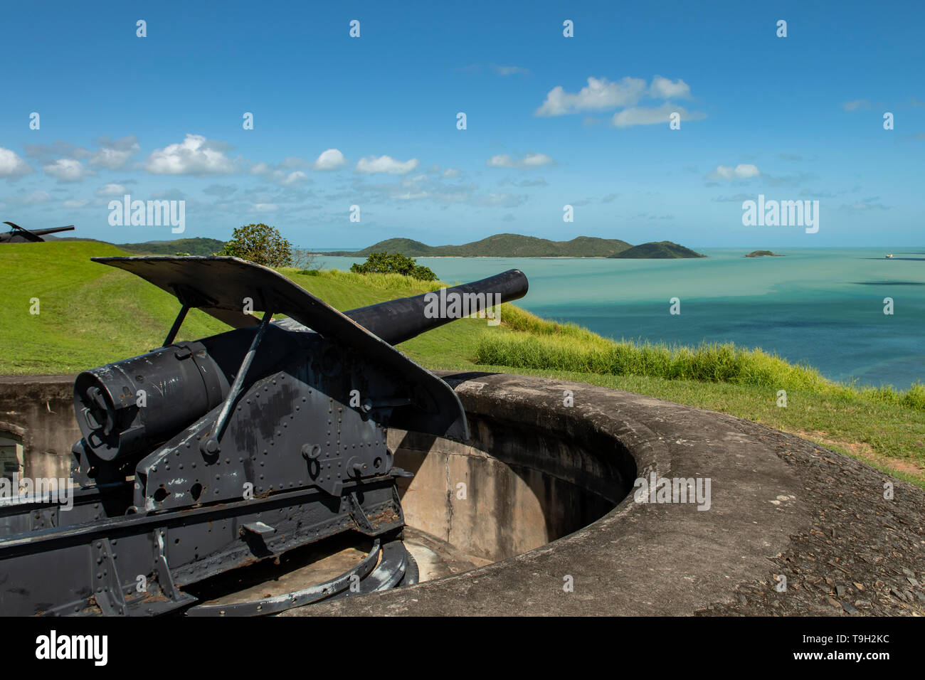 Gun Emplacement al Green Hill Fort, giovedì Isola Foto Stock