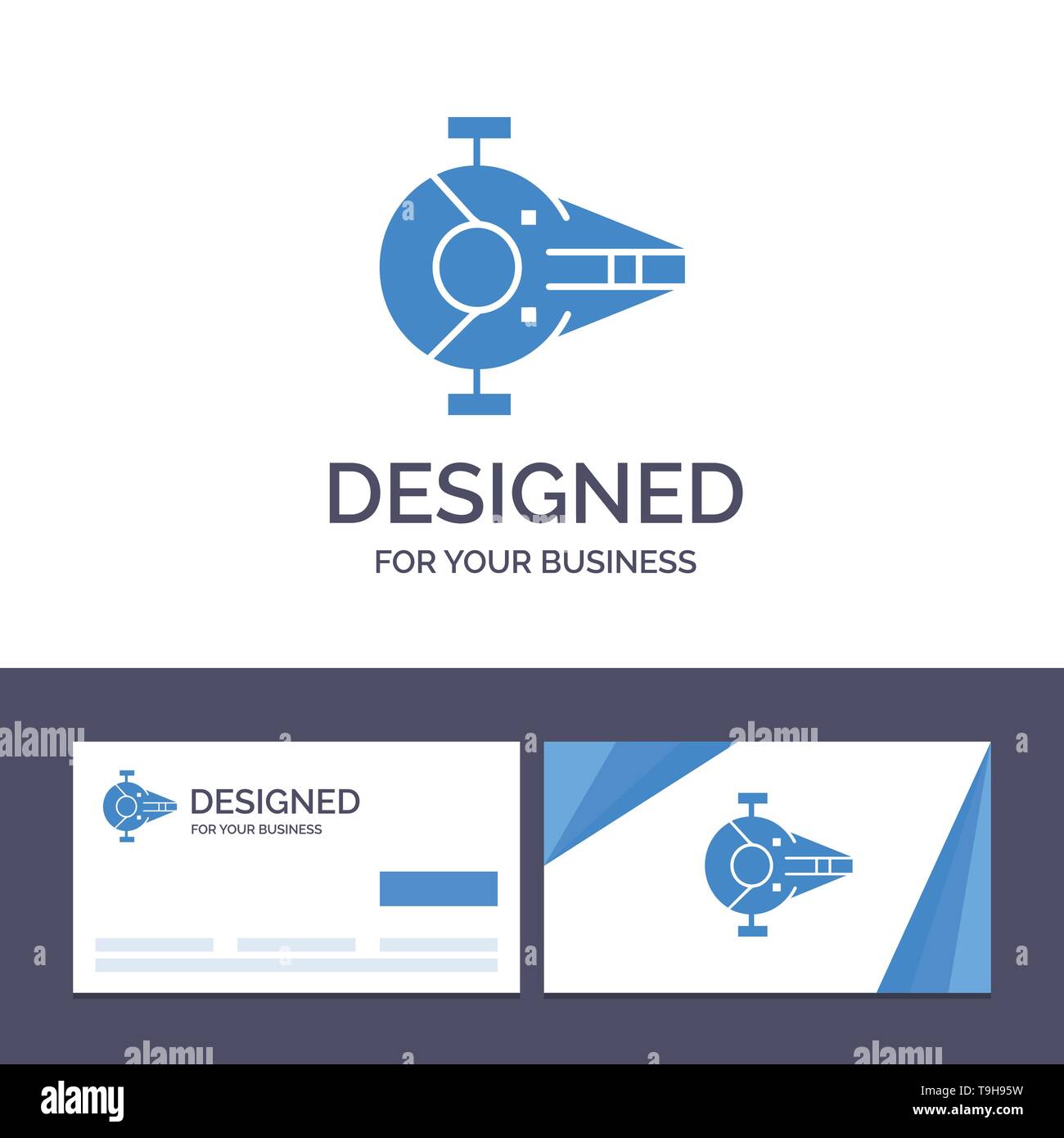 Creative Business Card e il logo modello Cruiser, Fighter, Interceptor, nave, navicella spaziale illustrazione vettoriale Illustrazione Vettoriale