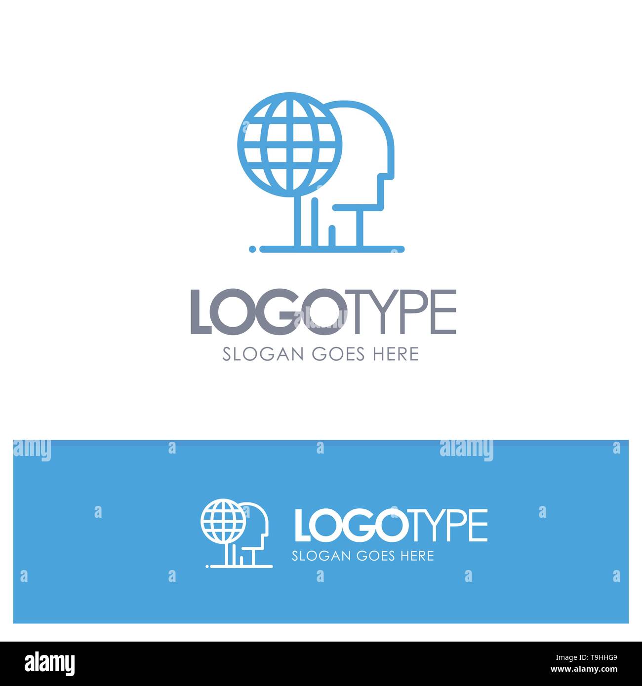 Global Marketing, Finanza, globale, di marketing, di esternalizzare contorno blu Logo con posto per slogan Illustrazione Vettoriale