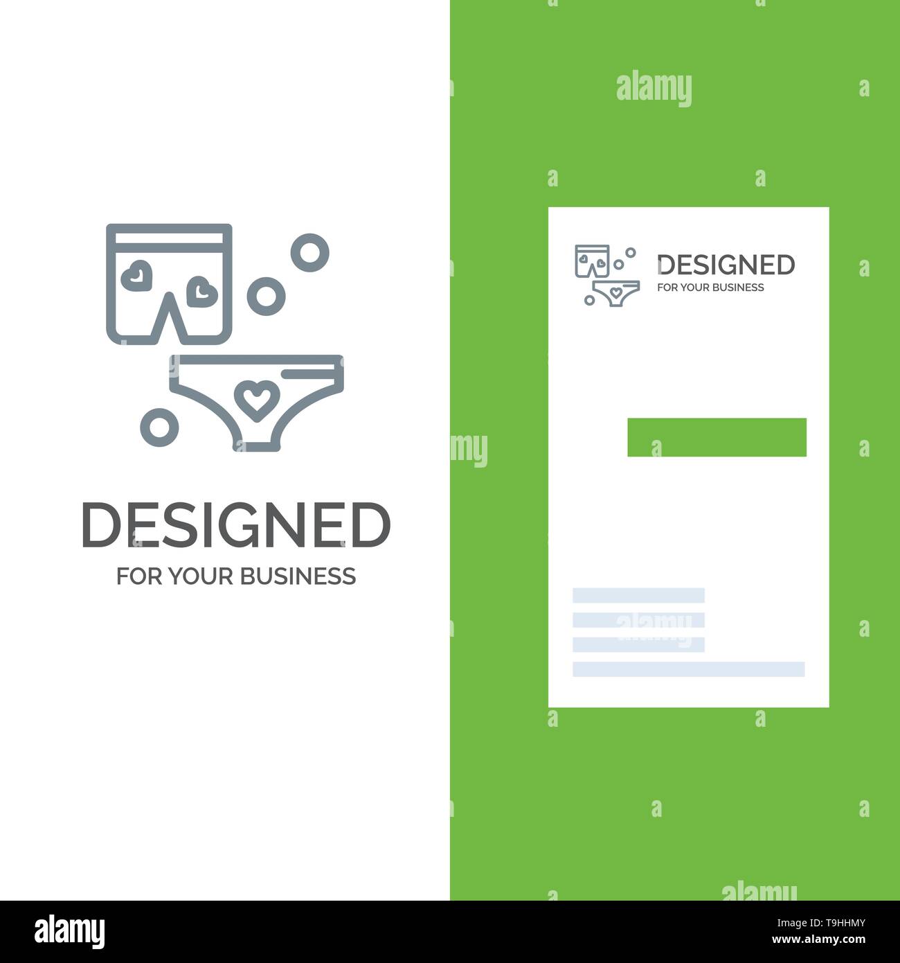 Scatti, amore, notte di nozze Logo grigio Design e Business Card Template Illustrazione Vettoriale
