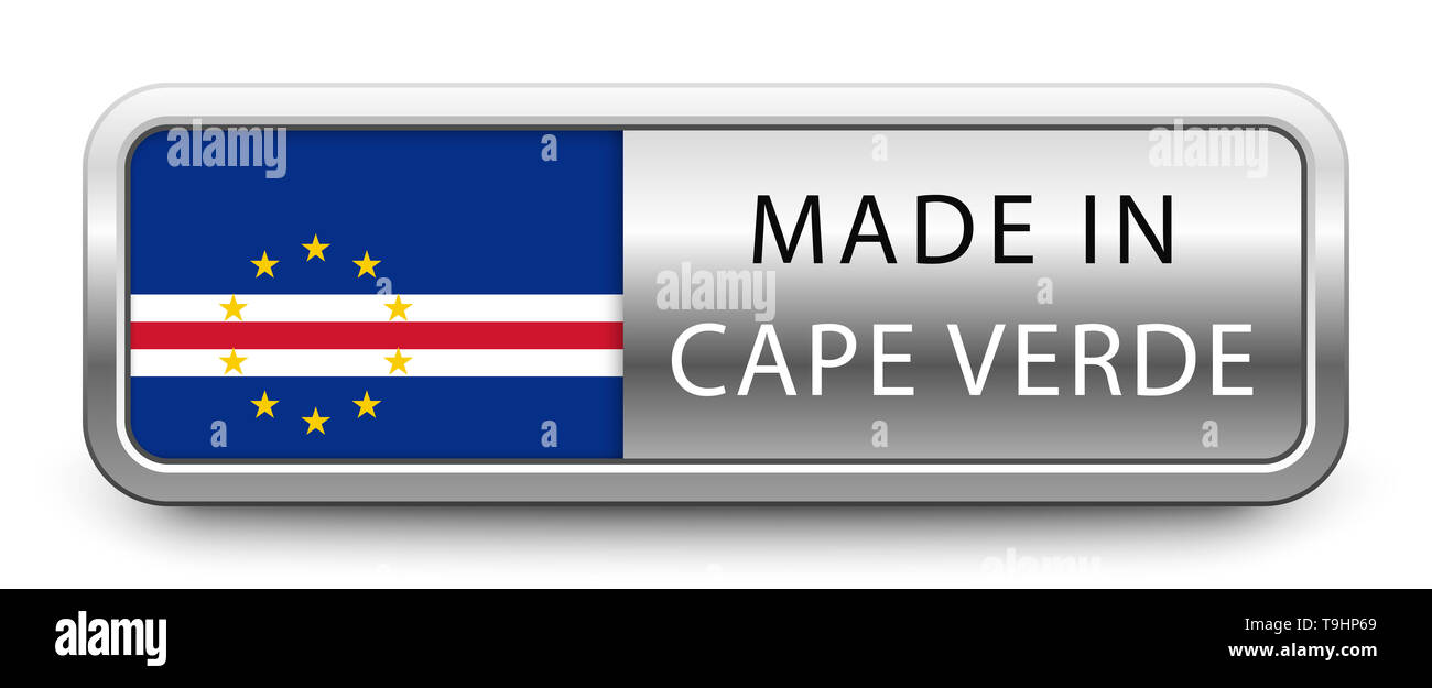 MADE IN CAPO VERDE badge metallico con bandiera nazionale Foto Stock