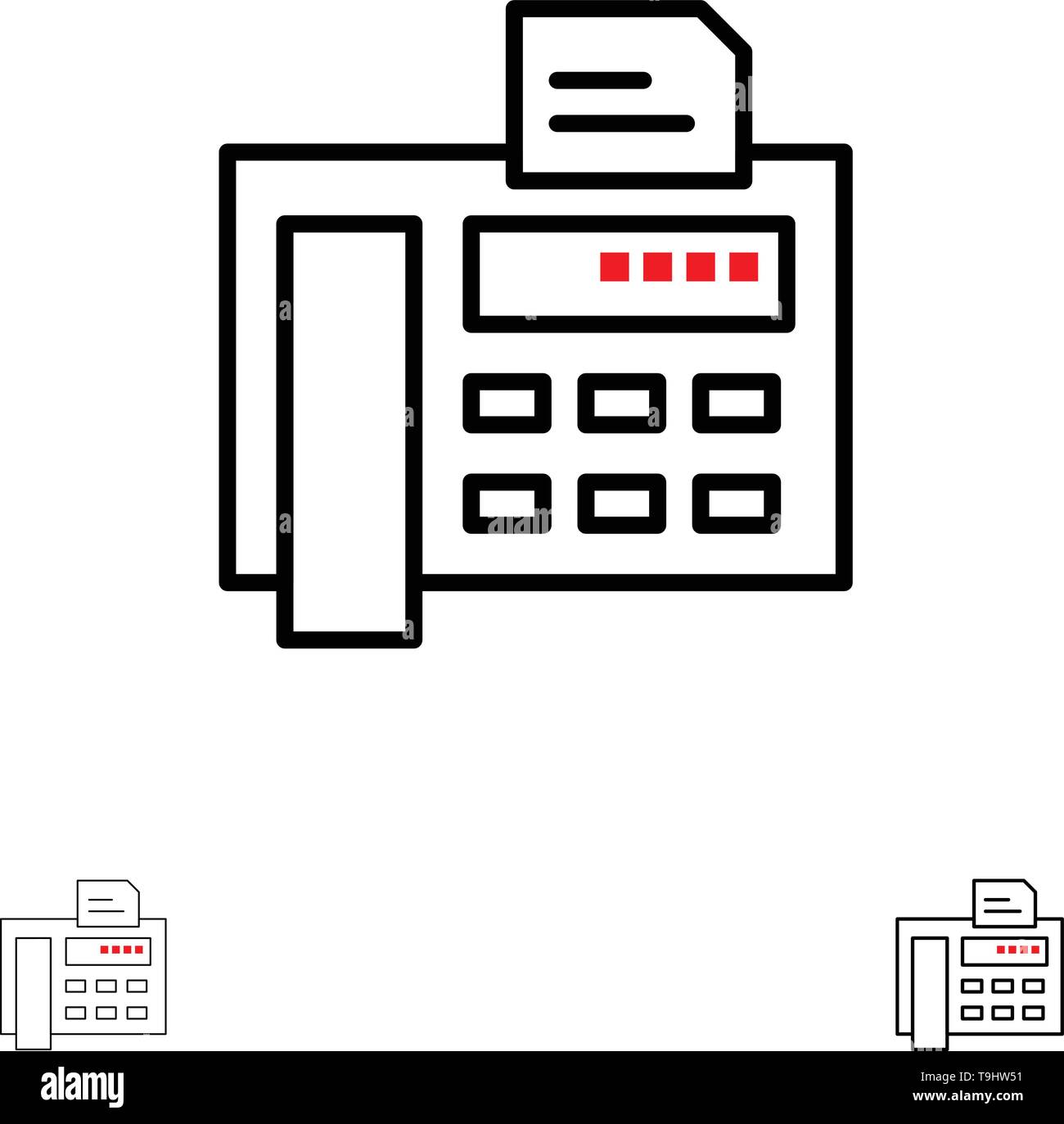 Telefono, fax, macchine da scrivere, macchina fax Bold e la sottile linea  nera icona impostare Immagine e Vettoriale - Alamy