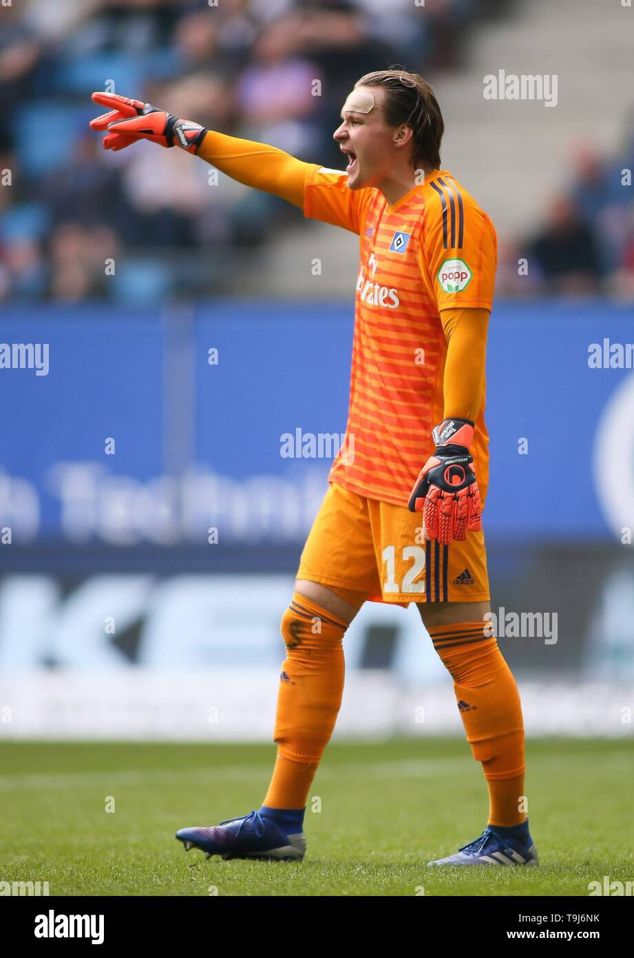 Firo: 19.05.2019, calcio, 2.Bundesliga, stagione 2018/2019, trentaquattresima Giornata, Hamburg Amburgo Amburgo - MSV Duisburg Portiere Tom Mickels (HSV Amburgo Amburgo Amburgo) | utilizzo in tutto il mondo Foto Stock