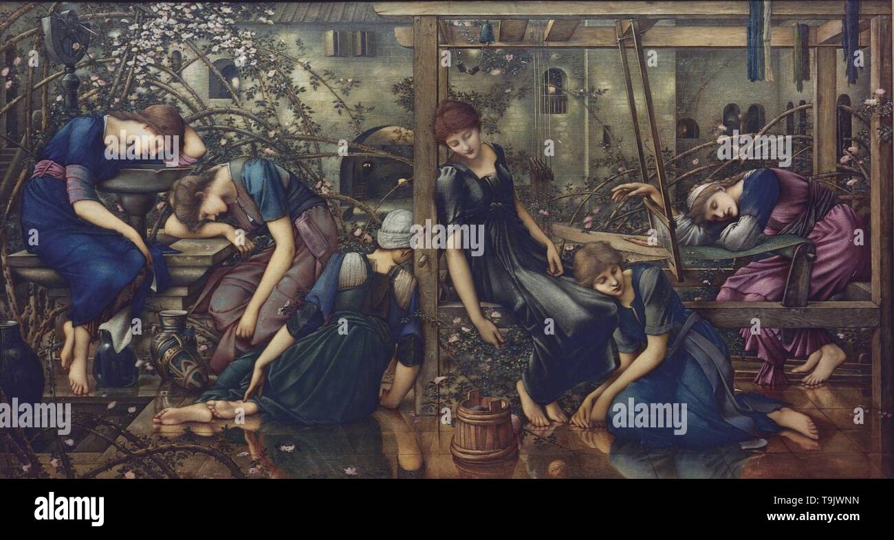 La Corte Giardino. Museo Civico: Faringdon Collection. Autore: Sir Edward Coley Burne-Jones. Foto Stock