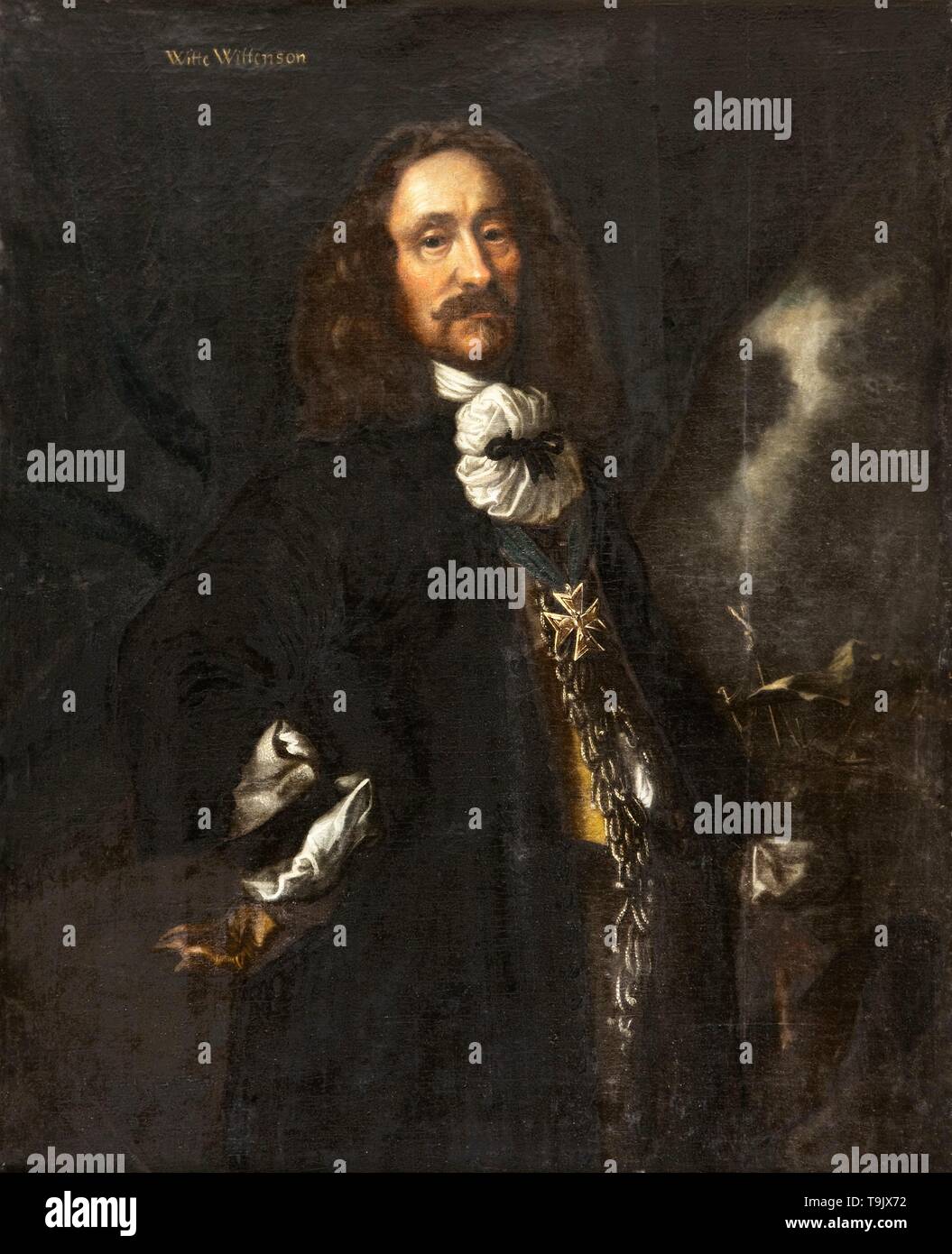 Ritratto di Ammiraglio Witte Corneliszoon de con (1599-1658). Museo del Castello di Skokloster. Autore: KAREL VAN MANDER III. Foto Stock