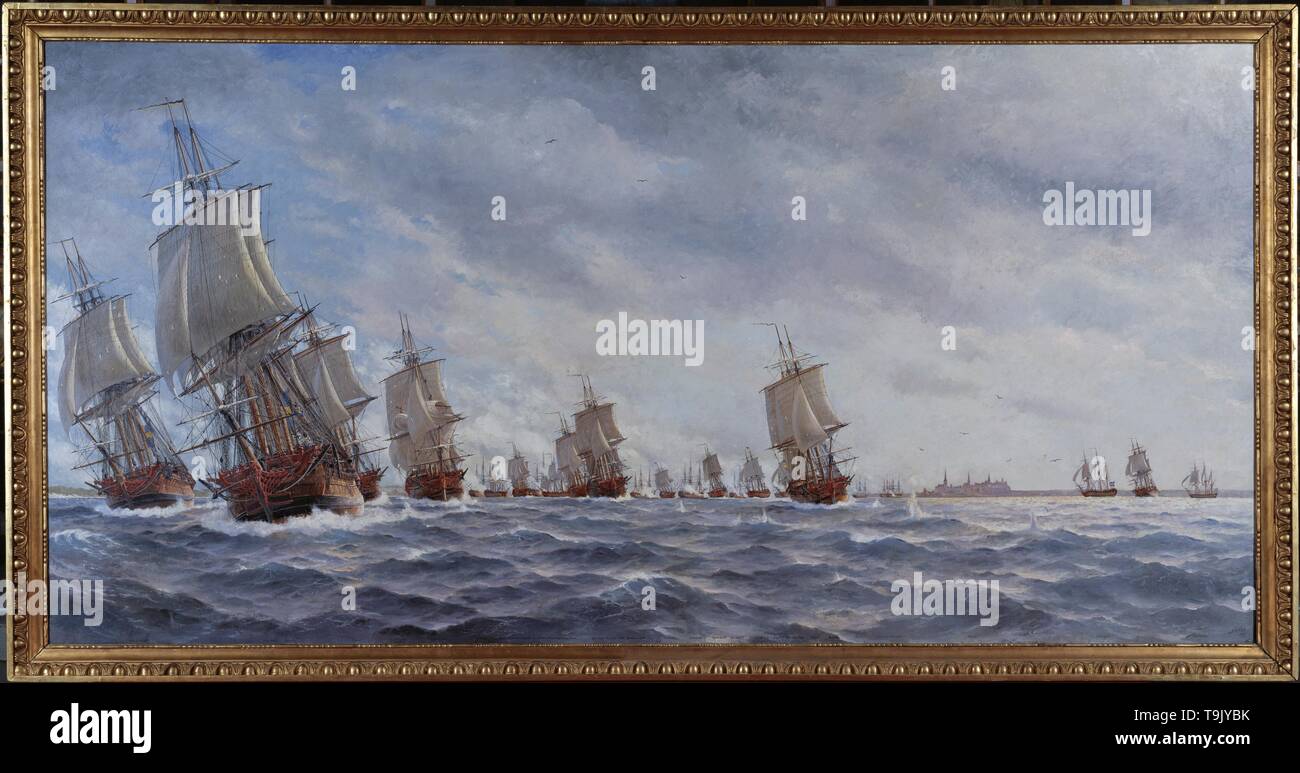 La battaglia navale di Reval il 13 maggio 1790. Museo: Sjöhistoriska museet. Autore: Giacobbe Hägg. Foto Stock