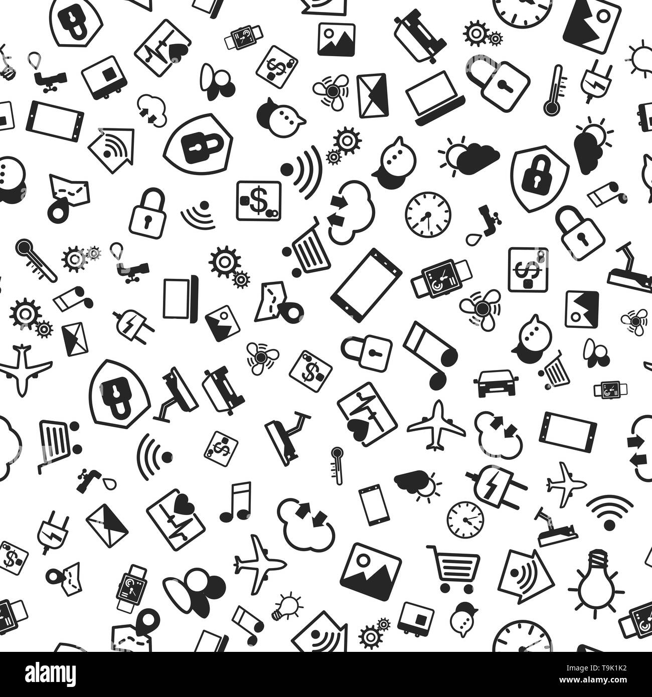 IOT concetto. Internet delle cose icone seamless pattern. Illustrazione Vettoriale Illustrazione Vettoriale