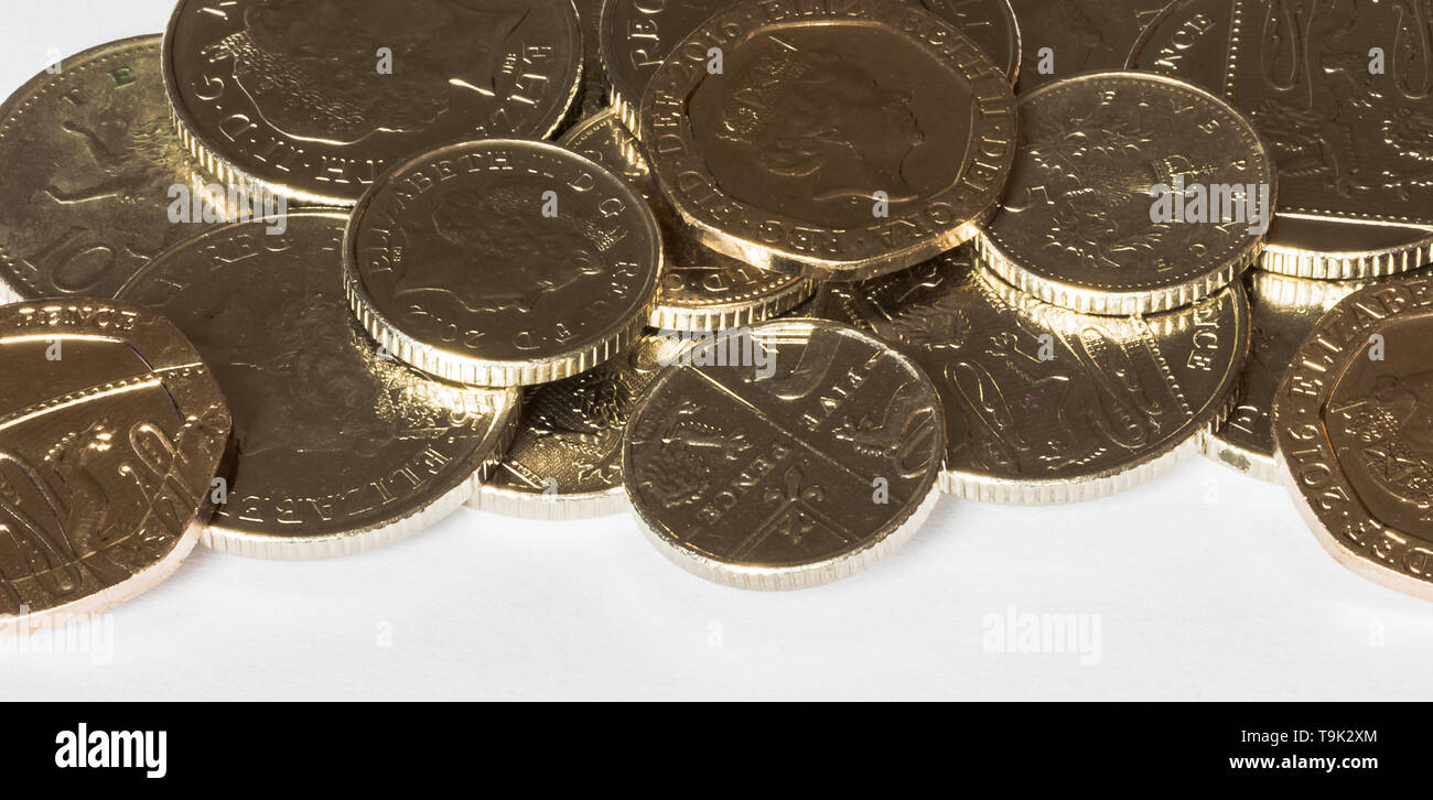 Pila di argento cambio allentata Foto Stock