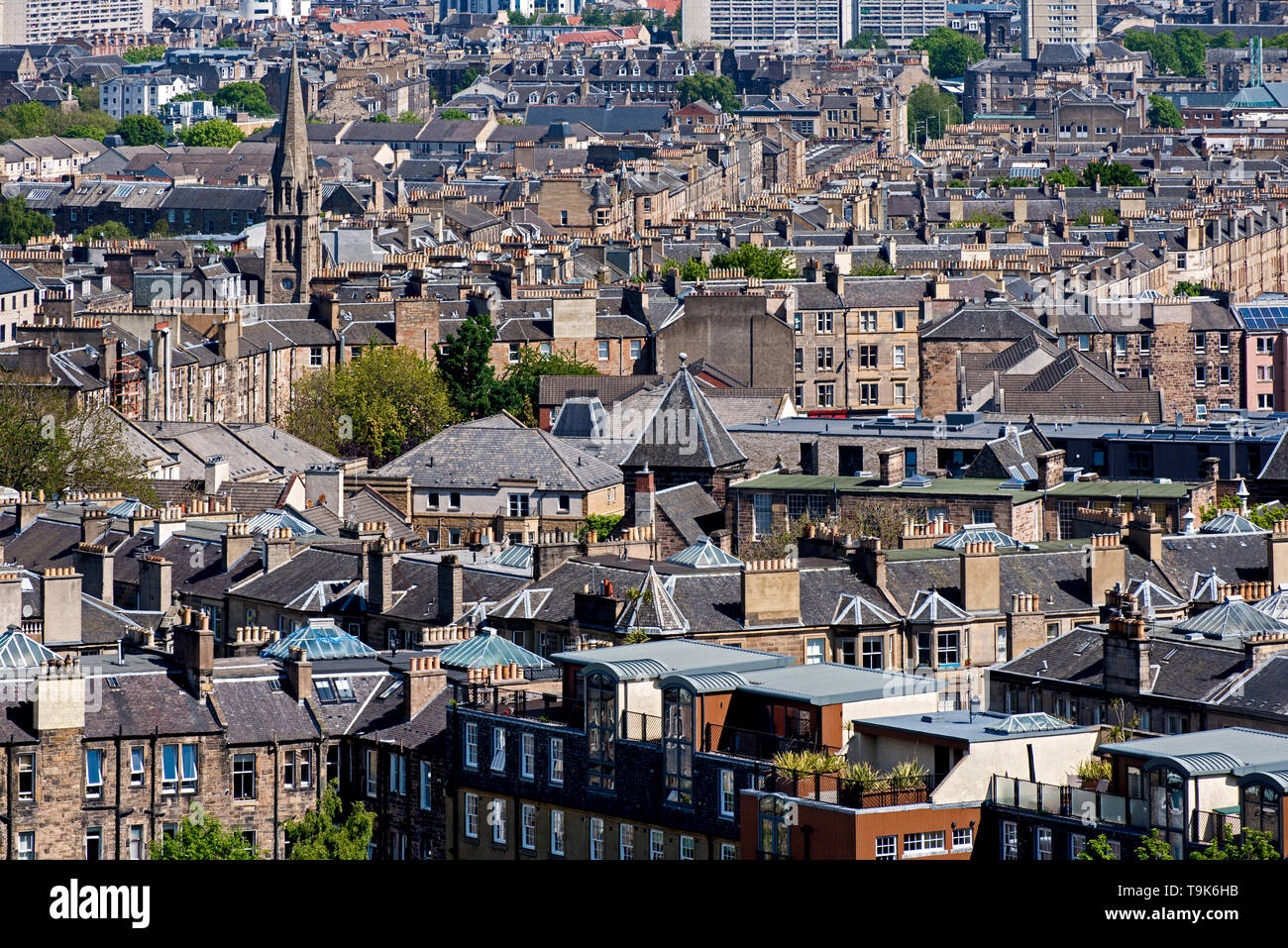Vista del nord da Edimburgo Calton Hill, Edimburgo, Scozia, Regno Unito. Foto Stock