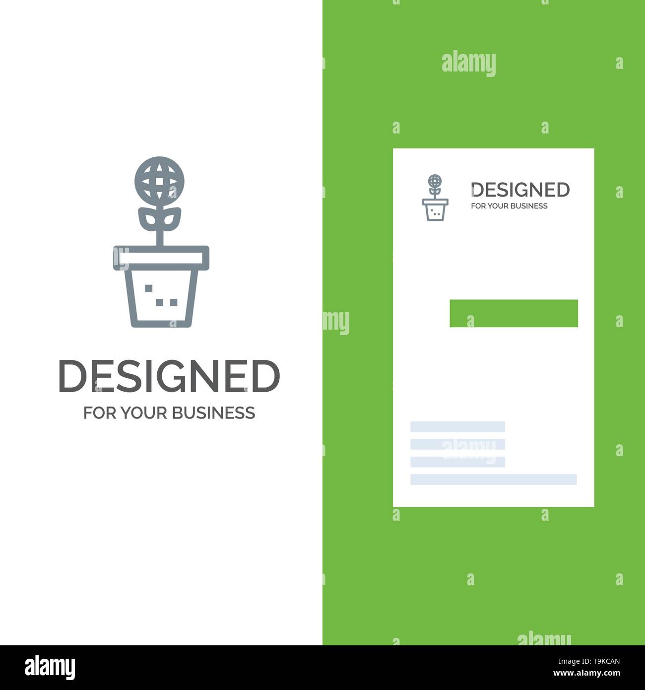 Eco, ambiente, stampo, Natura, impianti grigio Logo Design e Business Card Template Illustrazione Vettoriale
