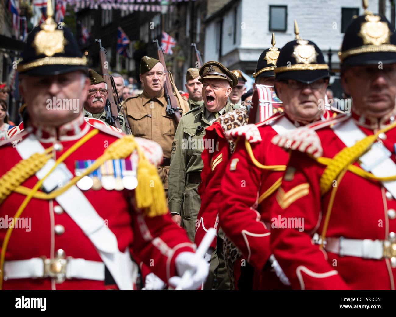 Le persone godono della Haworth 40s weekend. Foto Stock