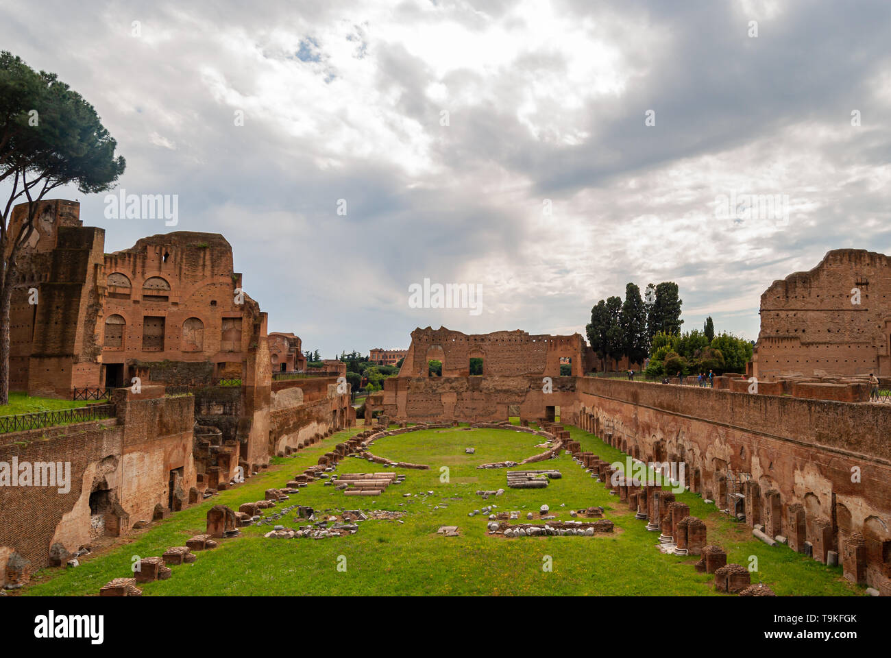 Stadio Palatino durante una giornata nuvolosa con una grande vista Foto Stock